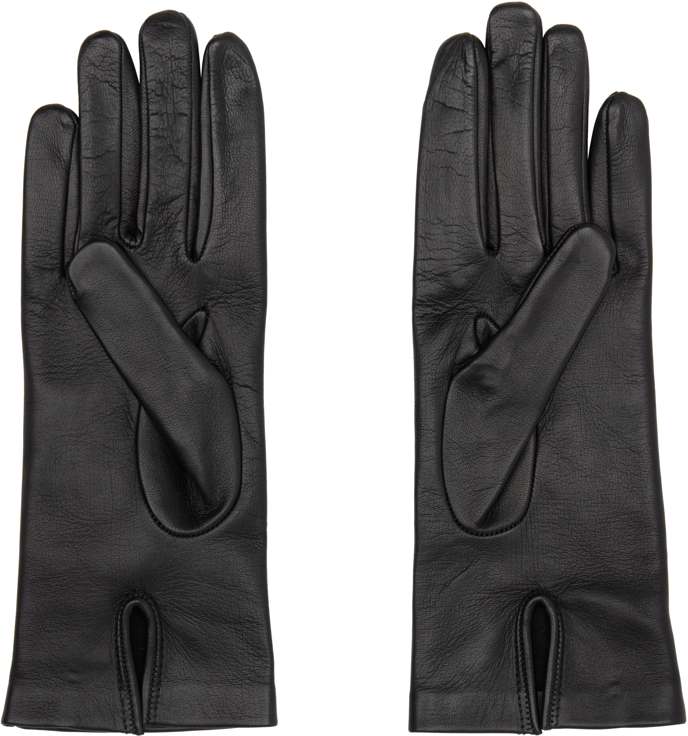 Maison Margiela Black Leather Gloves In Black