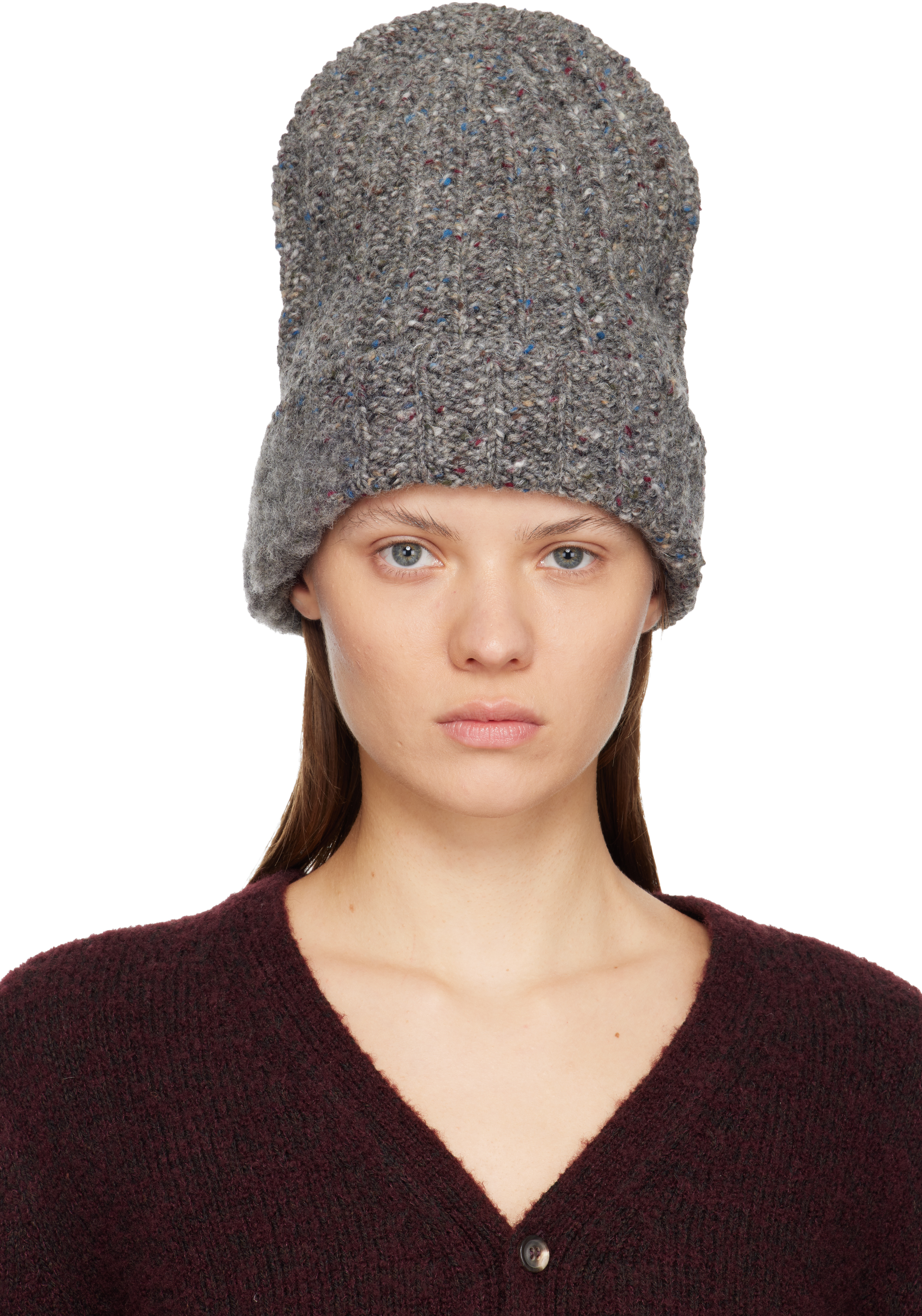 Maison Margiela Gray Xl Wool Beanie In Gray