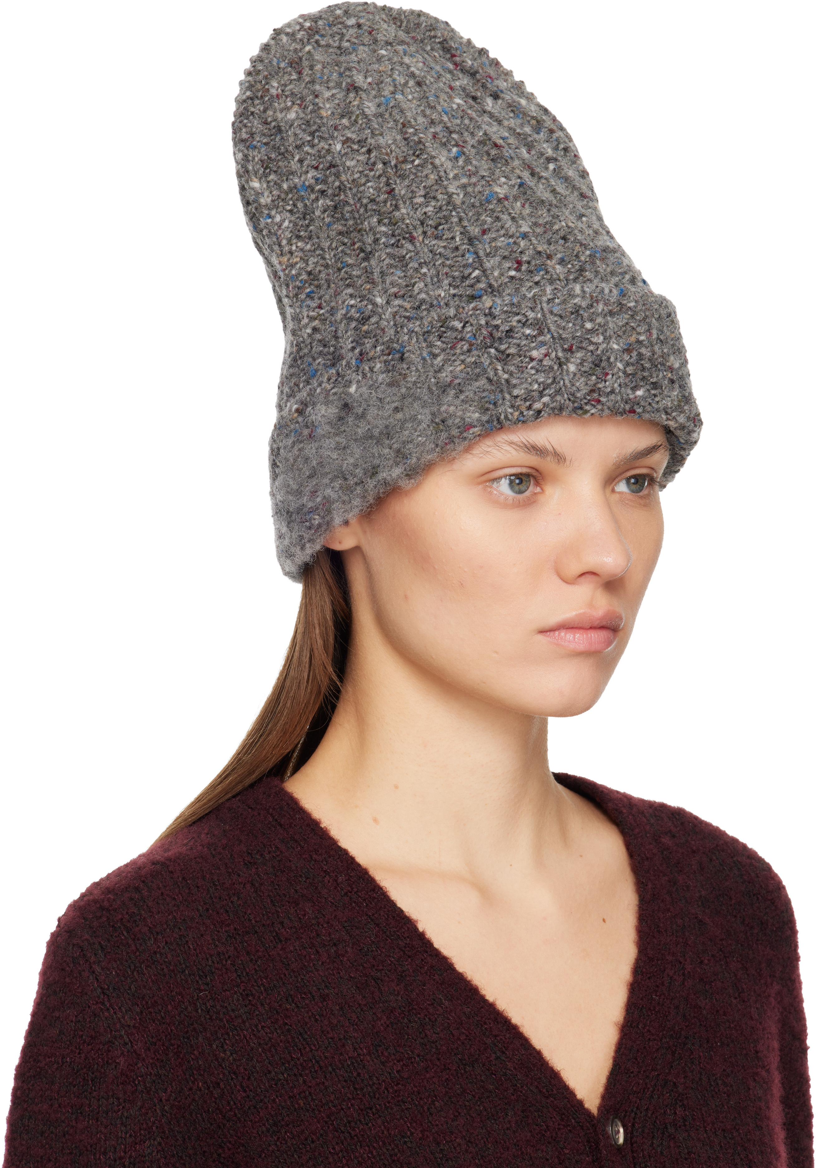 Maison Margiela Gray Xl Wool Beanie In Gray
