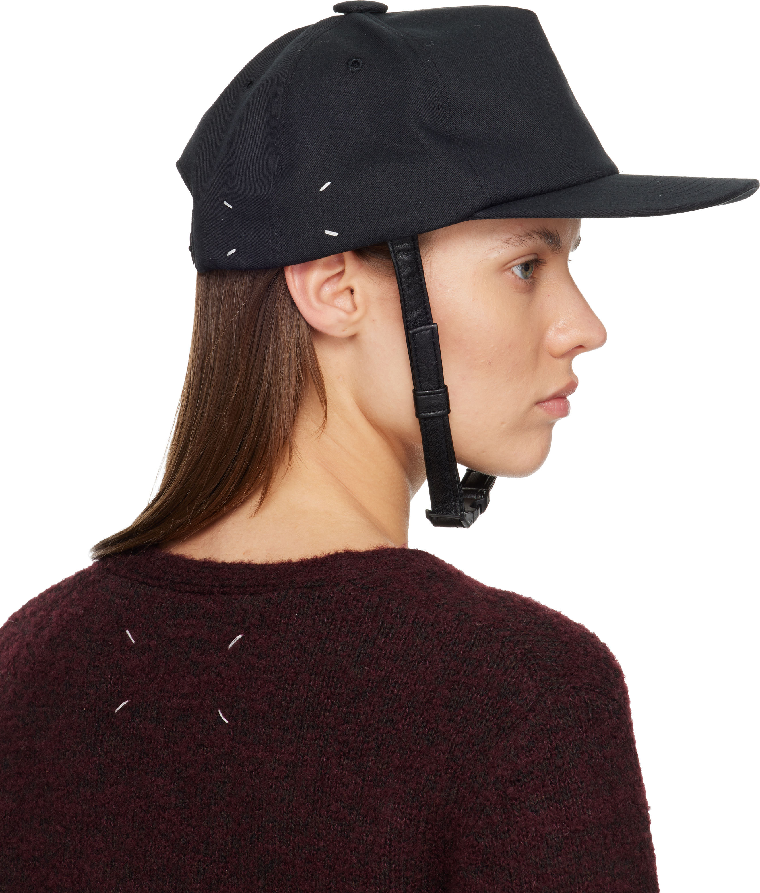 Maison Margiela Black Riding Cap In Black