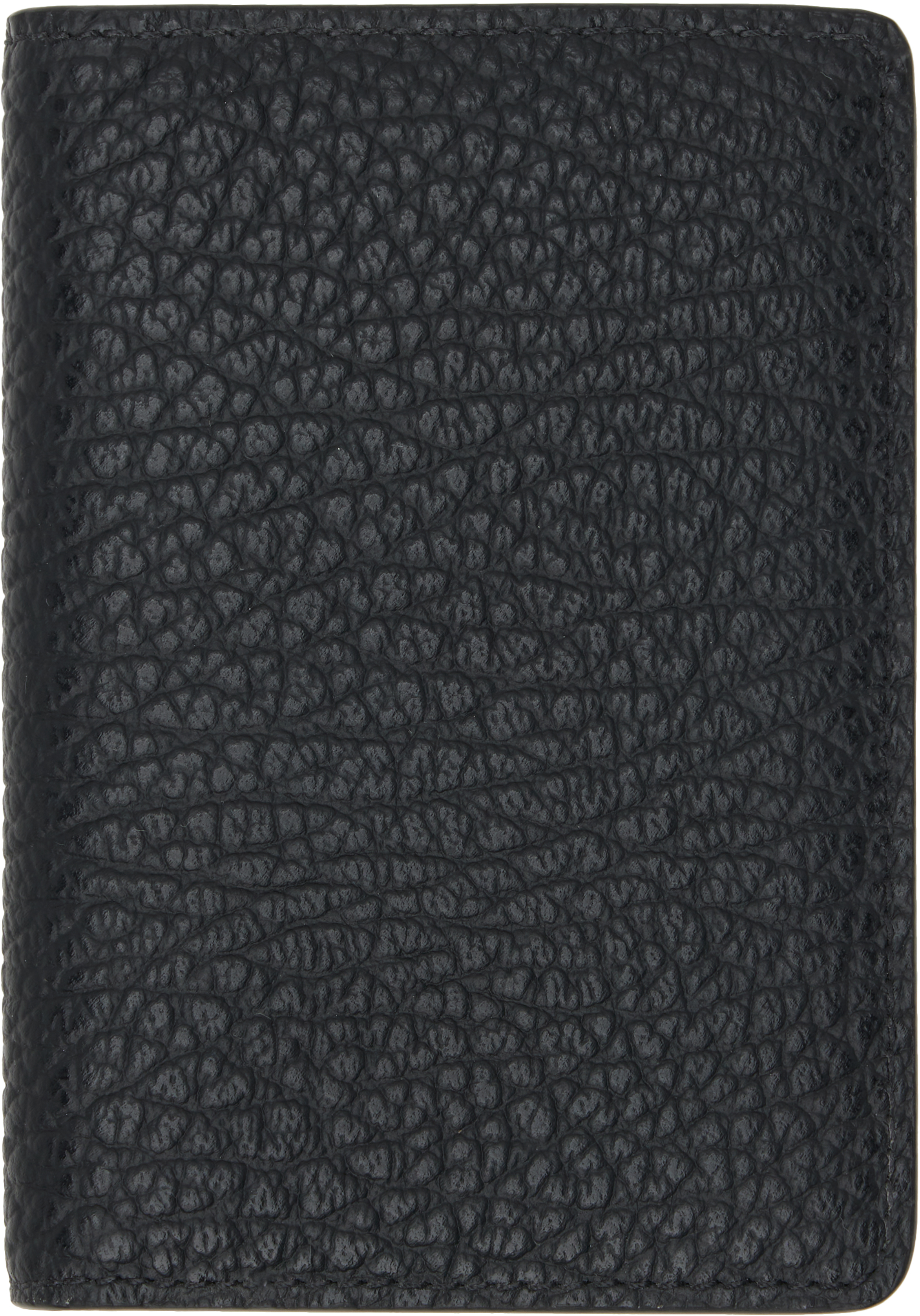 Maison Margiela Black Slim 2 Grainy Leather Card Holder In Black