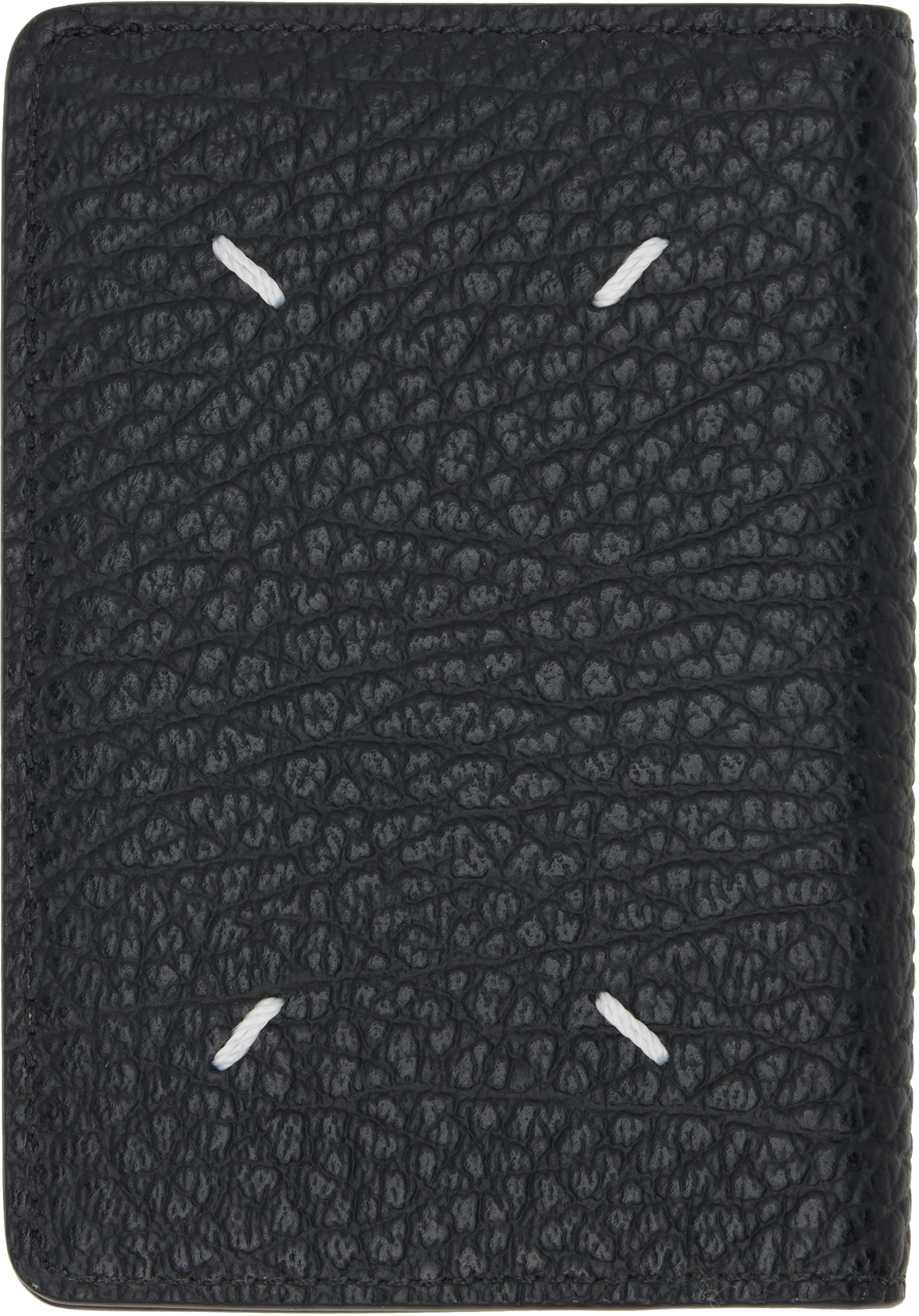 Maison Margiela Black Slim 2 Grainy Leather Card Holder In Black