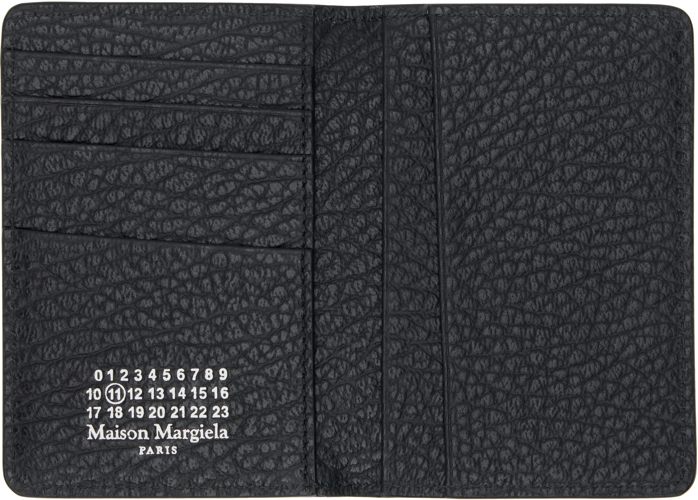Maison Margiela Black Slim 2 Grainy Leather Card Holder In Black