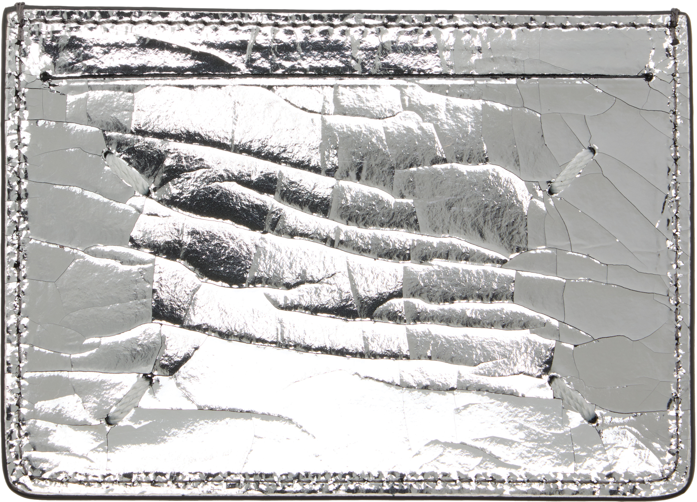 Maison Margiela Silver Four Stitches Card Holder In Gray