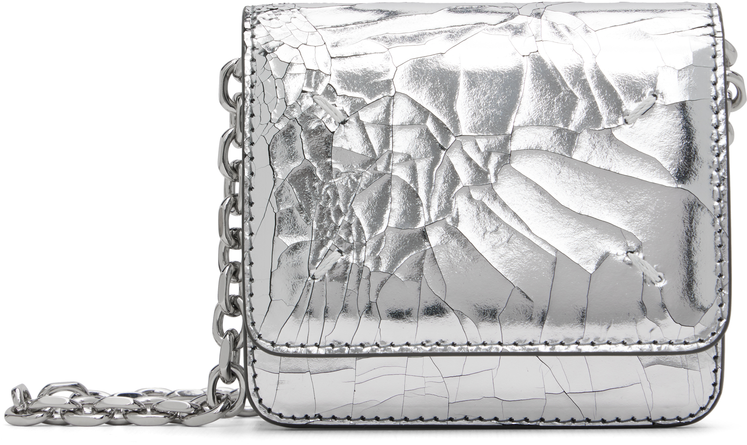 【美品】maison margiela マルジェラ　シルバーチェーンウォレット 2022AW□Maison Margiela スモール チェーンウォレット シルバー