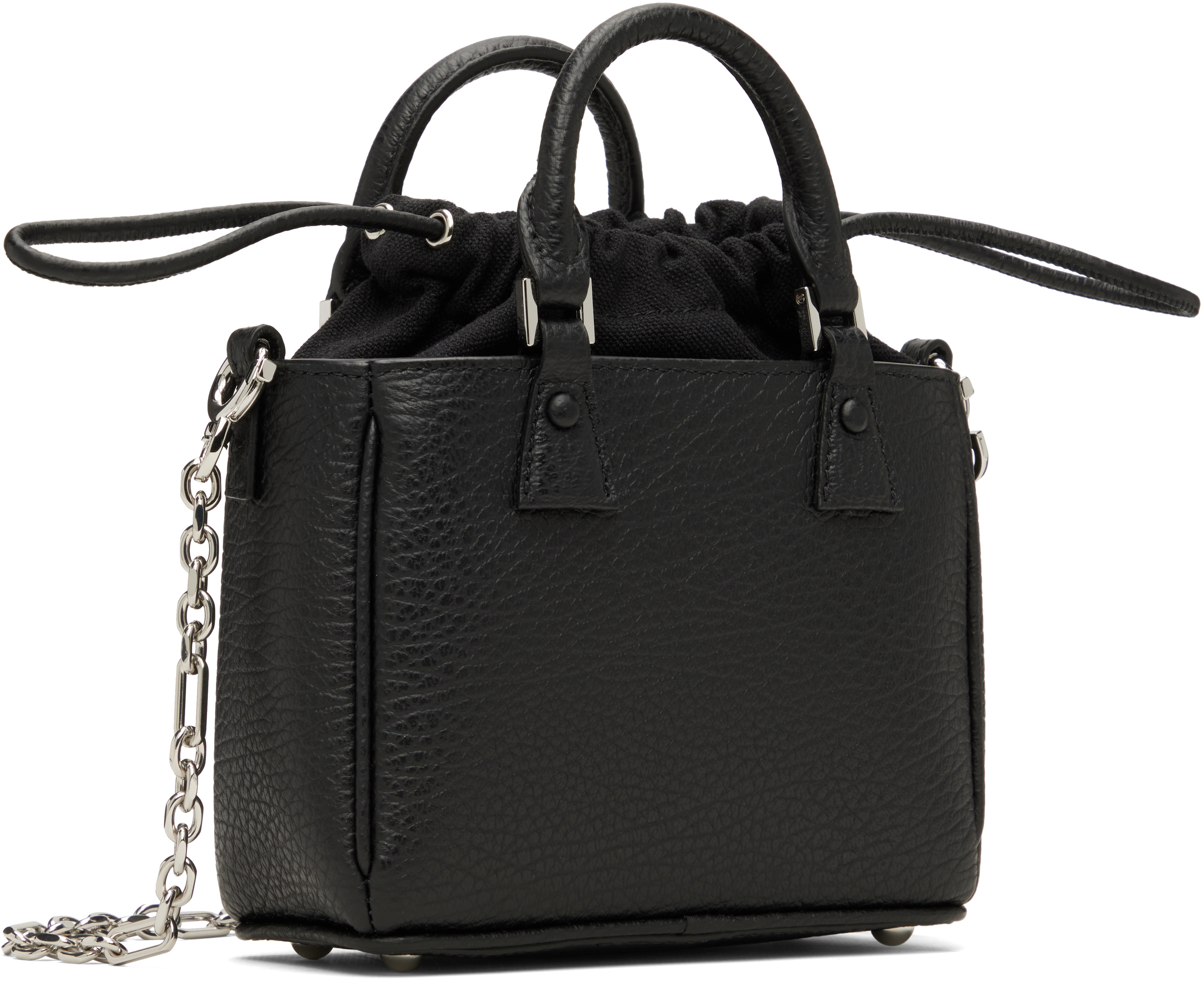 Maison Margiela Black Micro 5ac Horizontal Tote Bag In Black