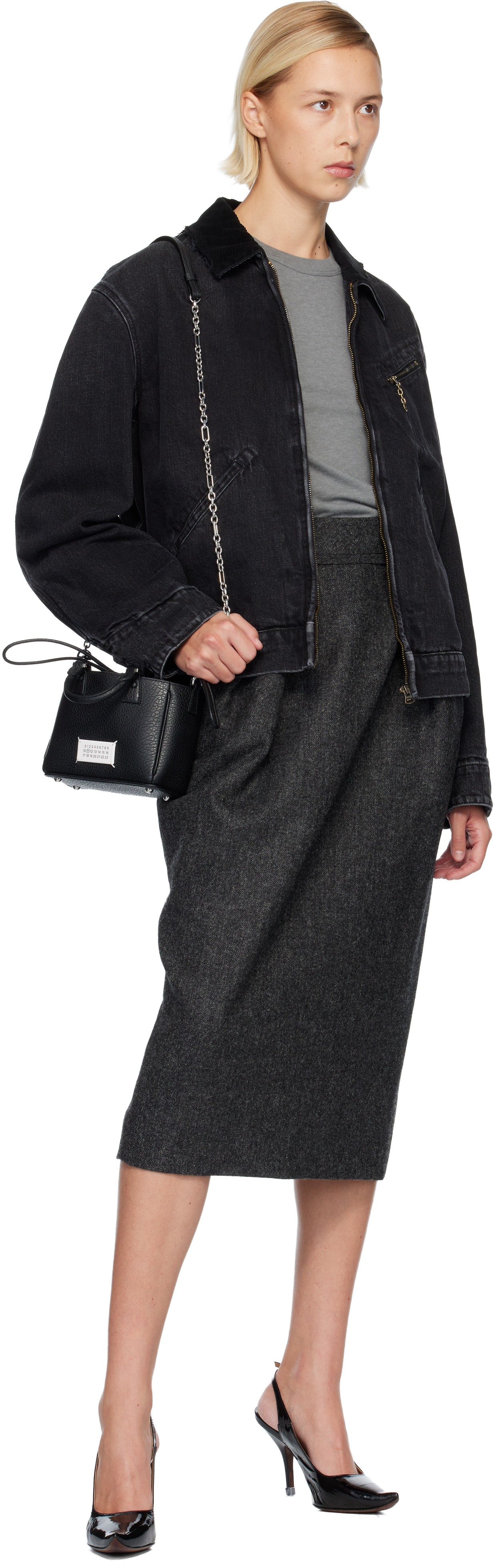 Maison Margiela Black Micro 5ac Horizontal Tote Bag In Black