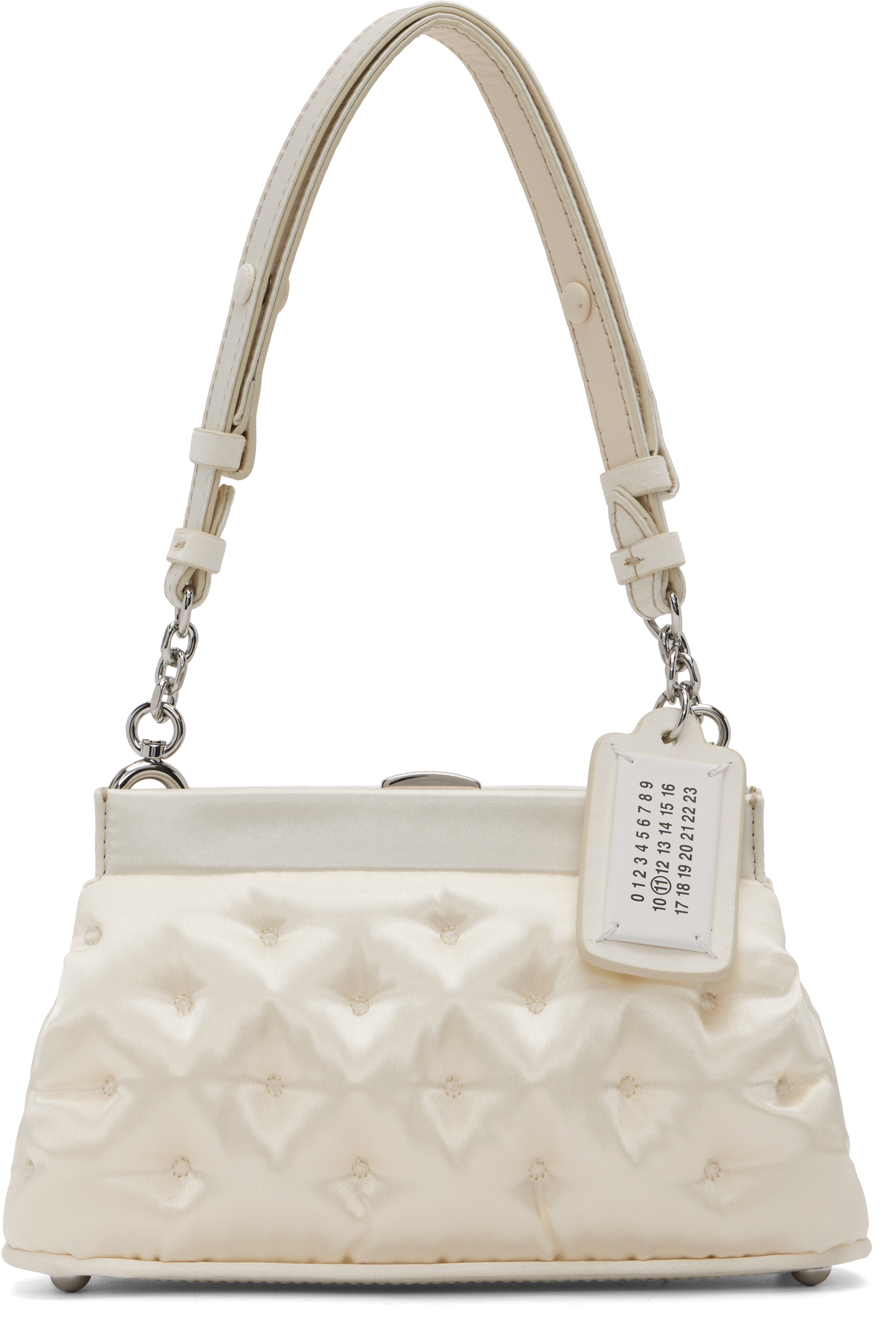 Maison Margiela Glam Slam スモールバムバッグ ホワイト MAISON MARGIELA Glam Slam White Quilted Leather Sport Camera Bag