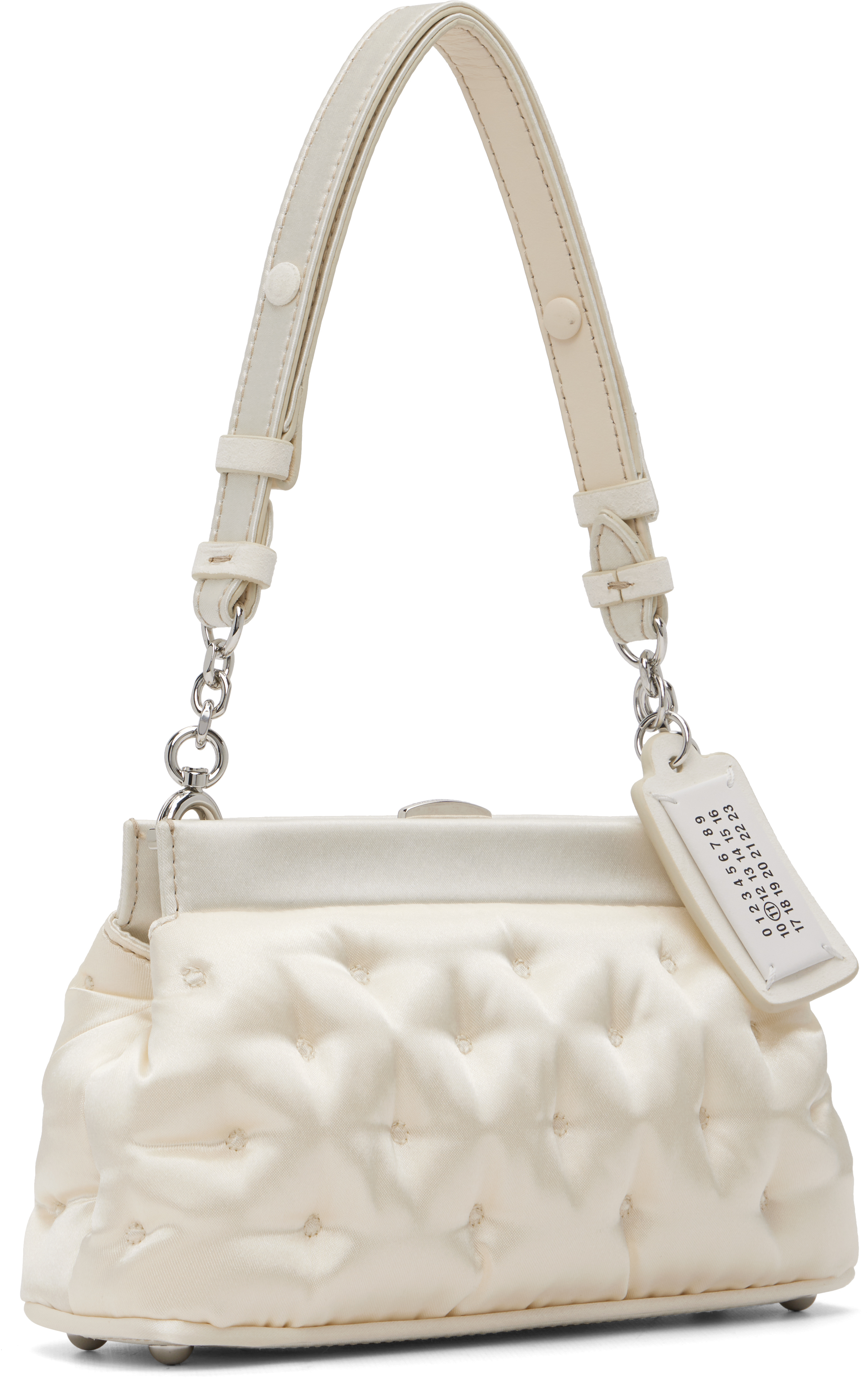 Maison Margiela Beige Small Glam Slam Embroidery Clutch Bag In Neutral