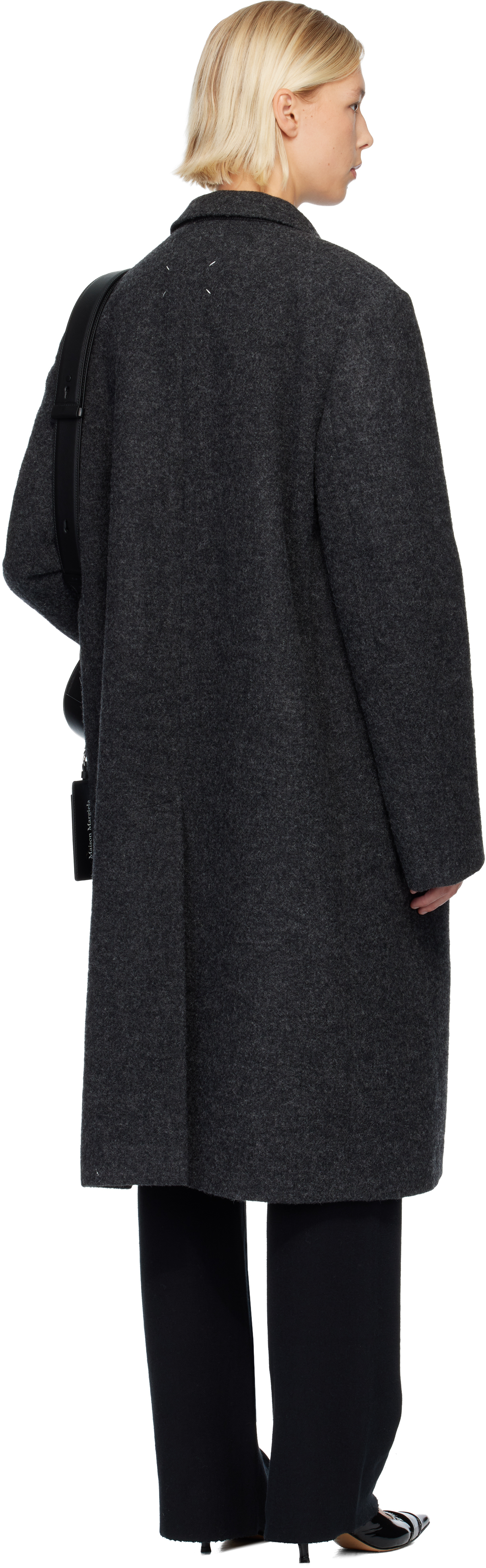 Maison Margiela Gray Wool Coat In Multi
