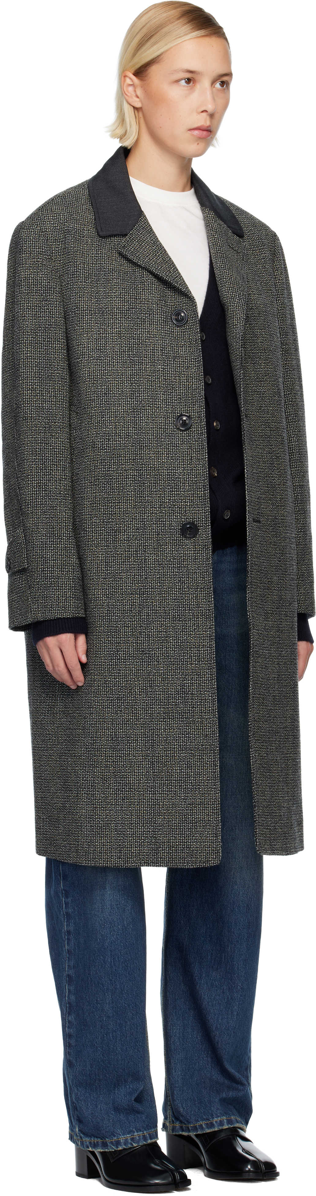 Maison Margiela Black Wool Coat In Black