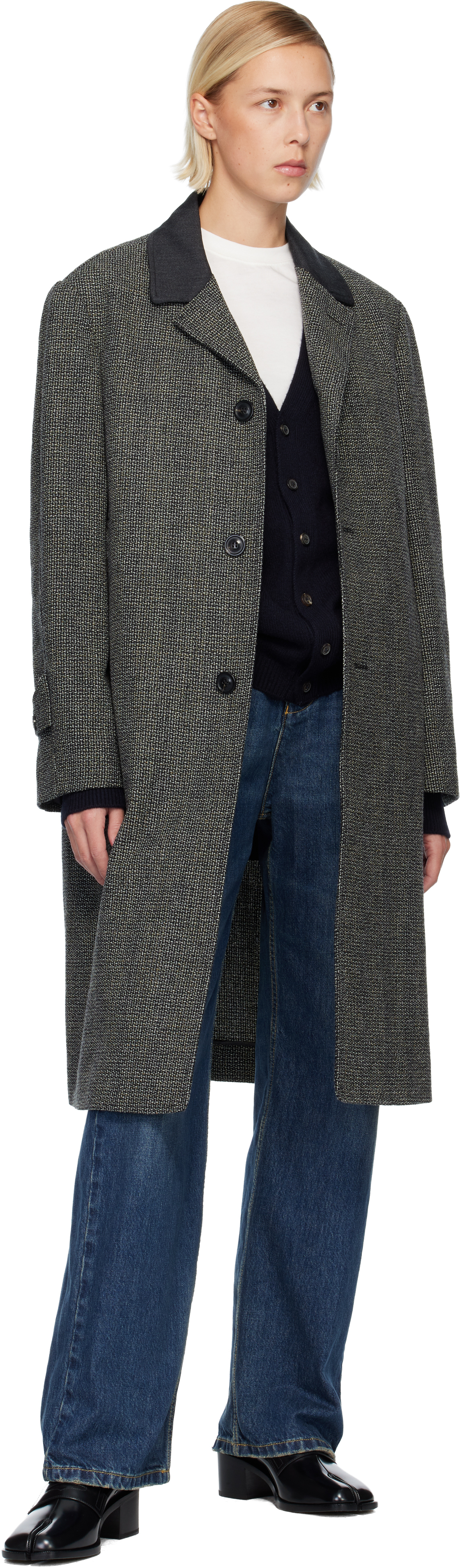 Maison Margiela Black Wool Coat In Black