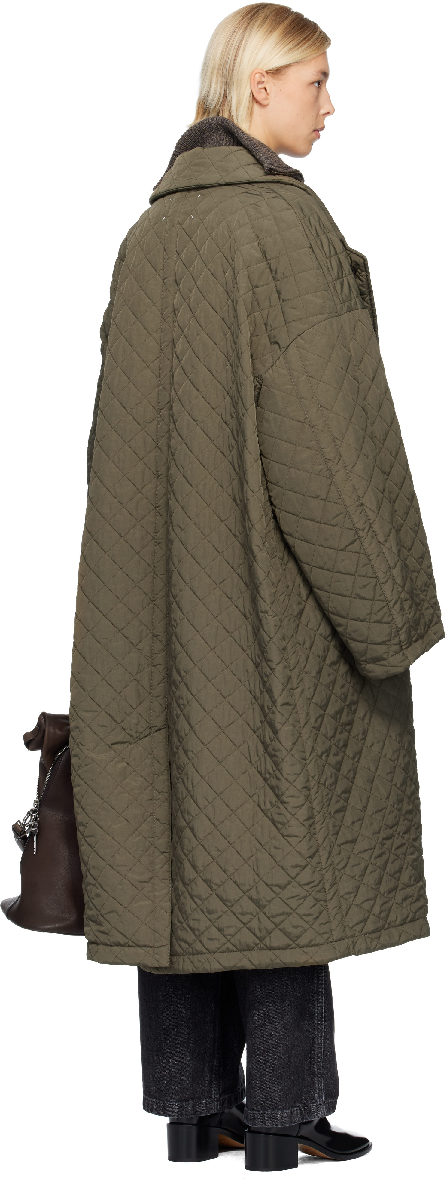 Maison Margiela Green Quilted Coat In Multi
