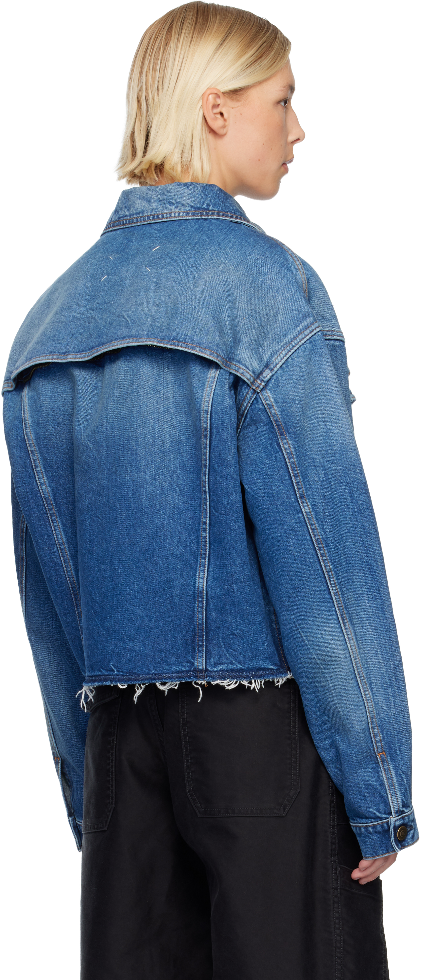 Maison Margiela Blue Paneled Denim Jacket In Blue