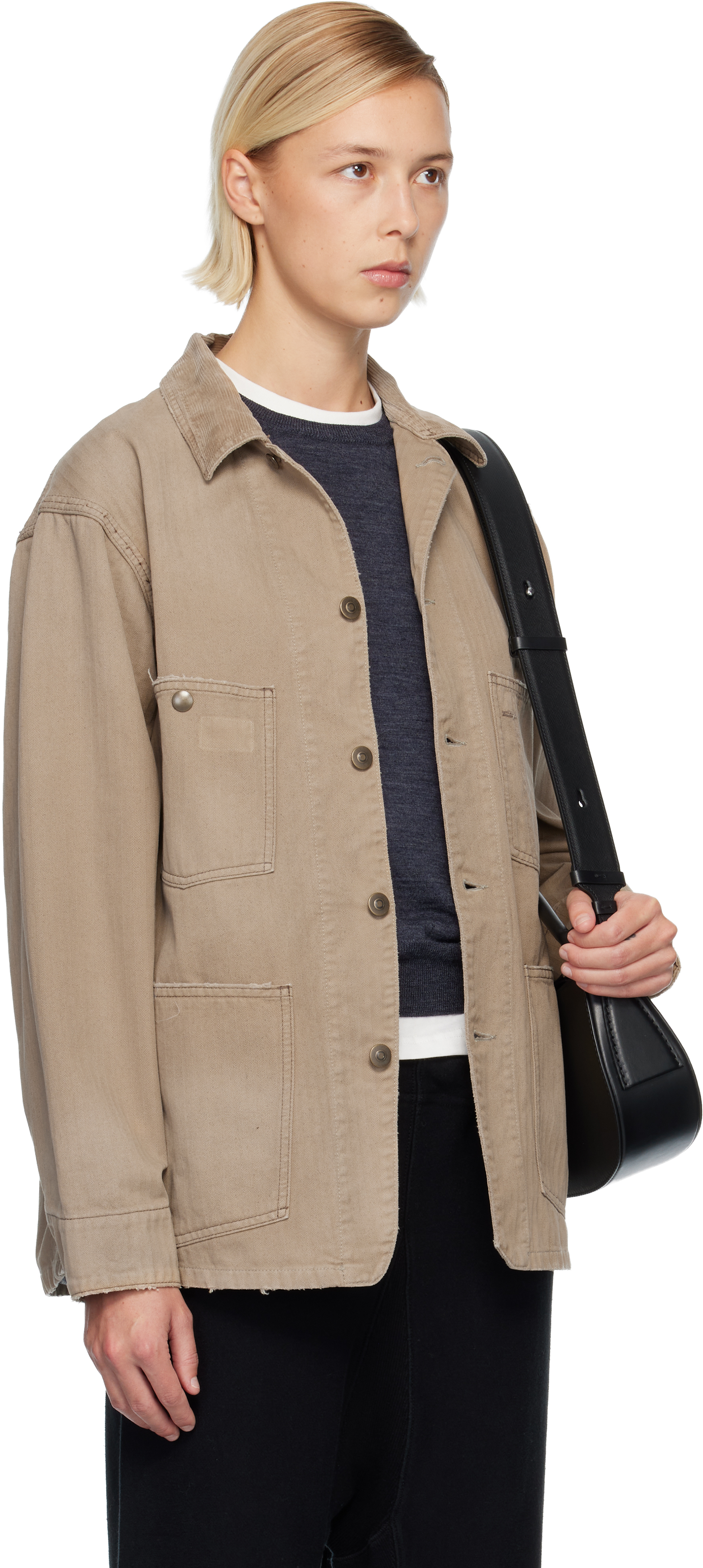 Maison Margiela Beige Herringbone Workwear Jacket