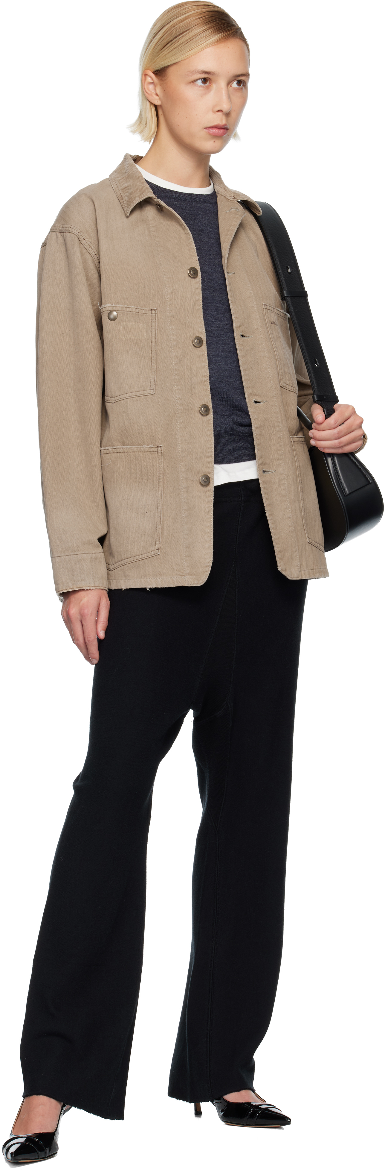 Maison Margiela Beige Herringbone Workwear Jacket