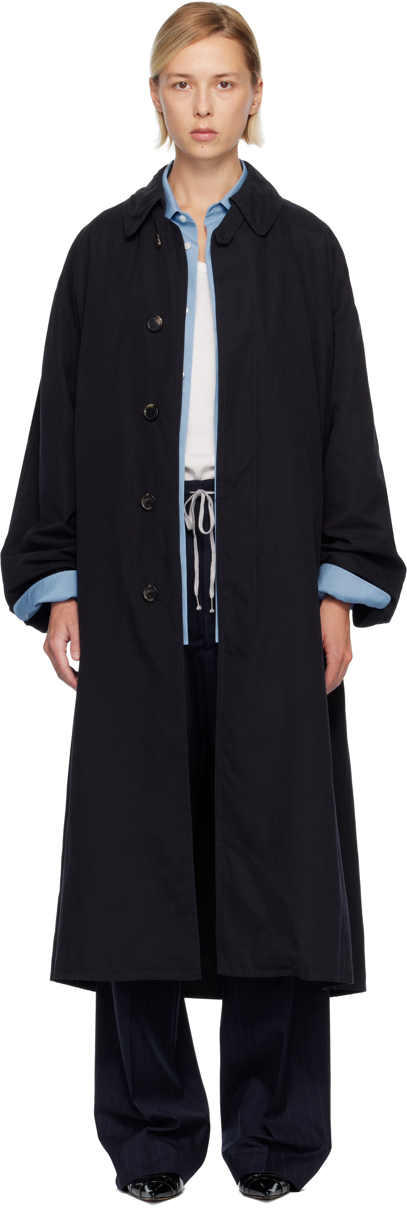 Maison Margiela Black Peached Trench Coat In Black