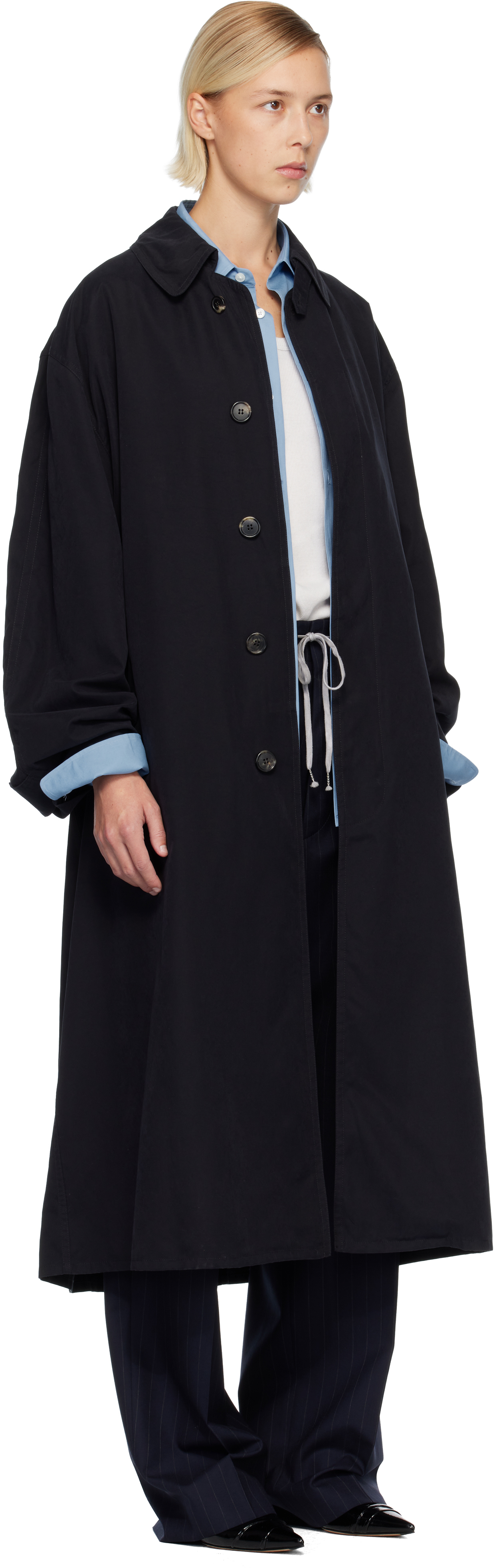 Maison Margiela Black Peached Trench Coat In Black