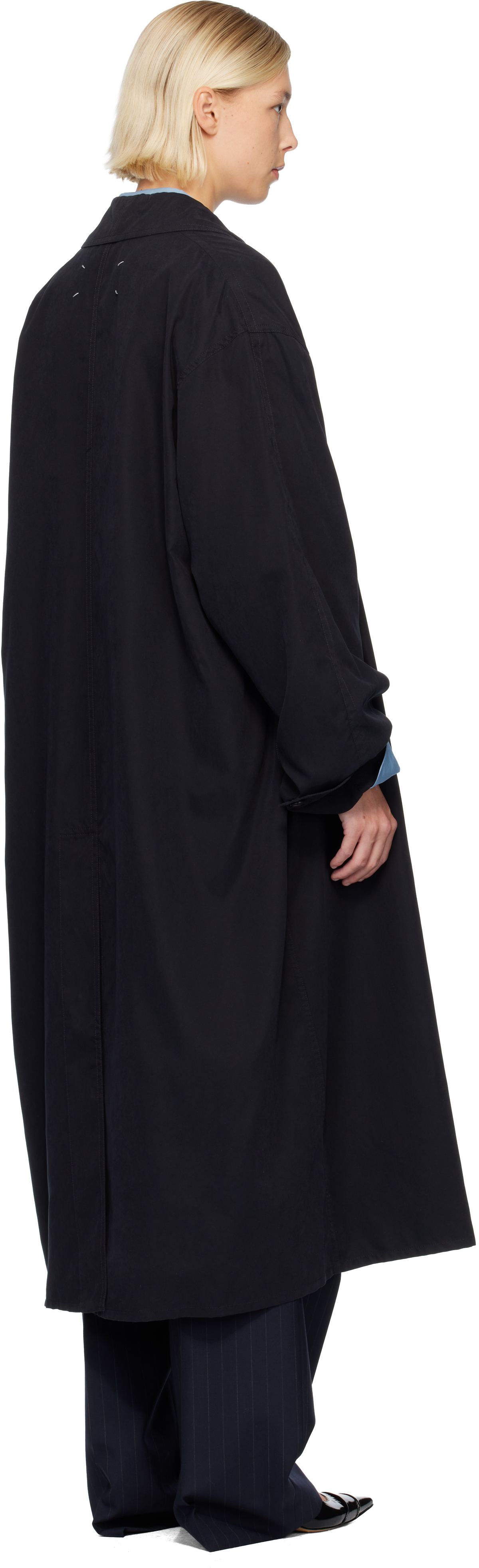 Maison Margiela Black Peached Trench Coat In Black