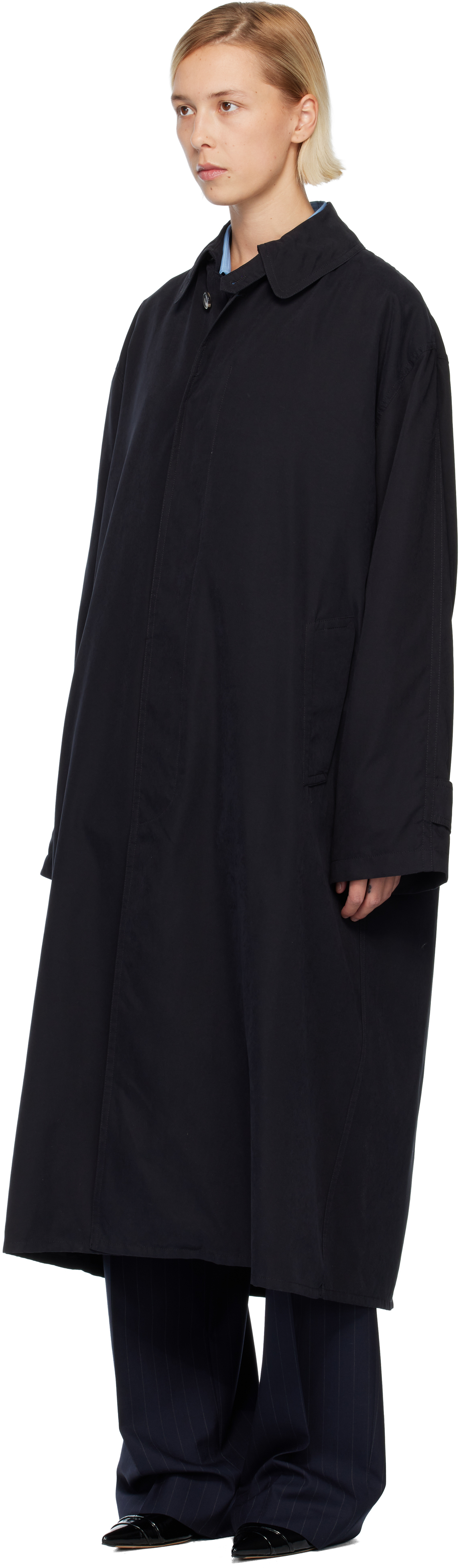 Maison Margiela Black Peached Trench Coat In Black