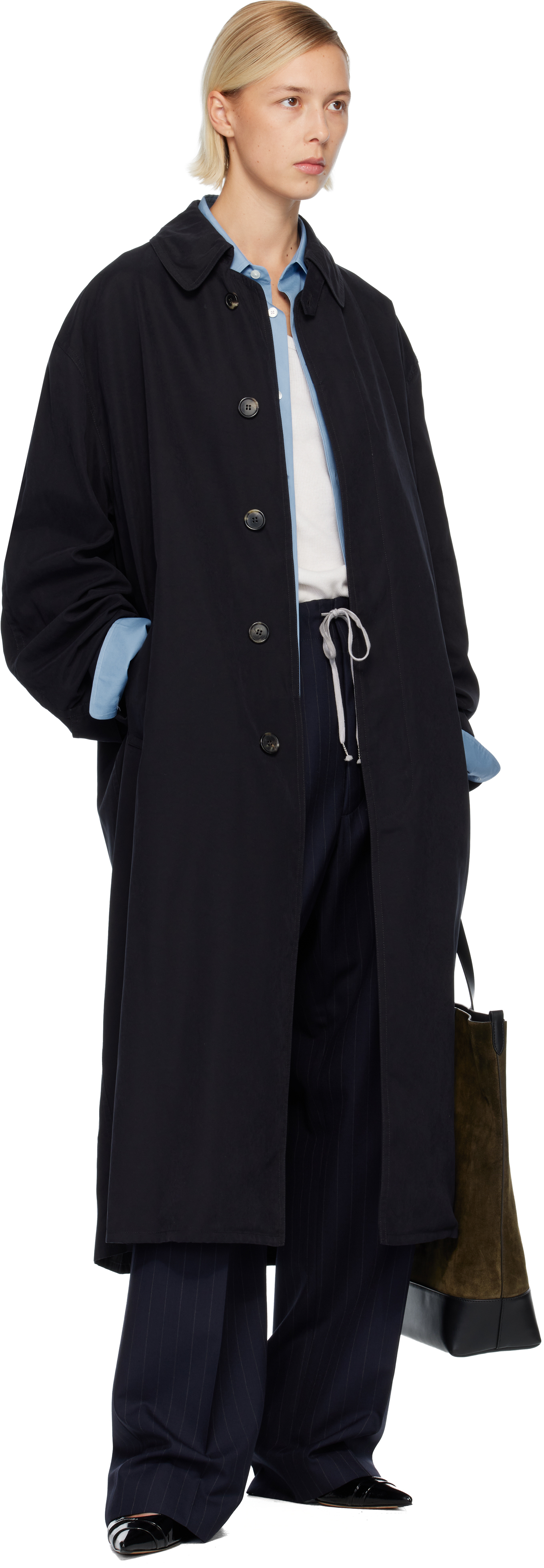 Maison Margiela Black Peached Trench Coat In Black