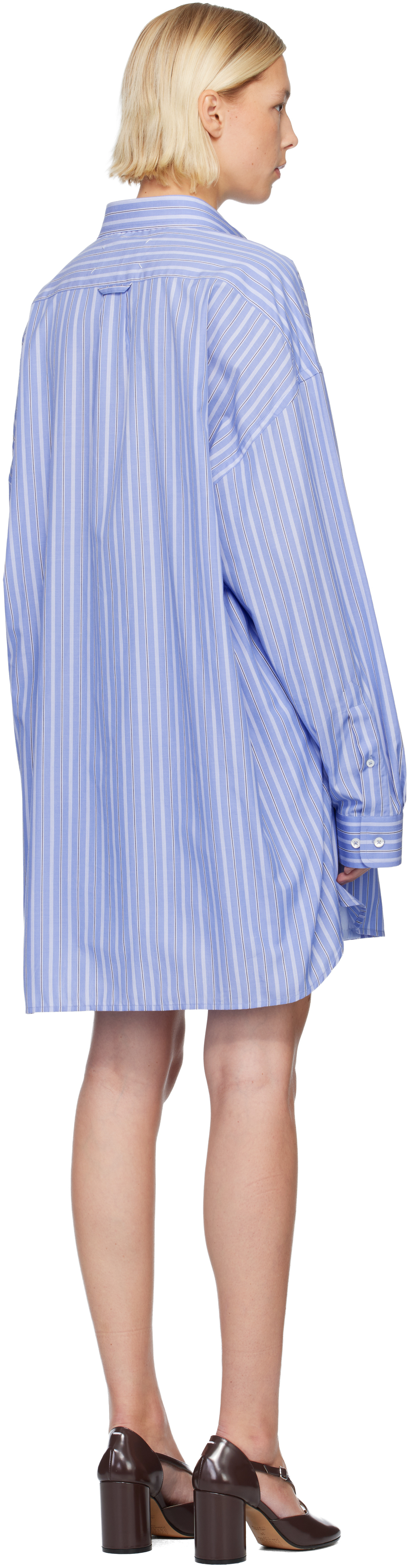 Maison Margiela Blue Striped Romper In Multi