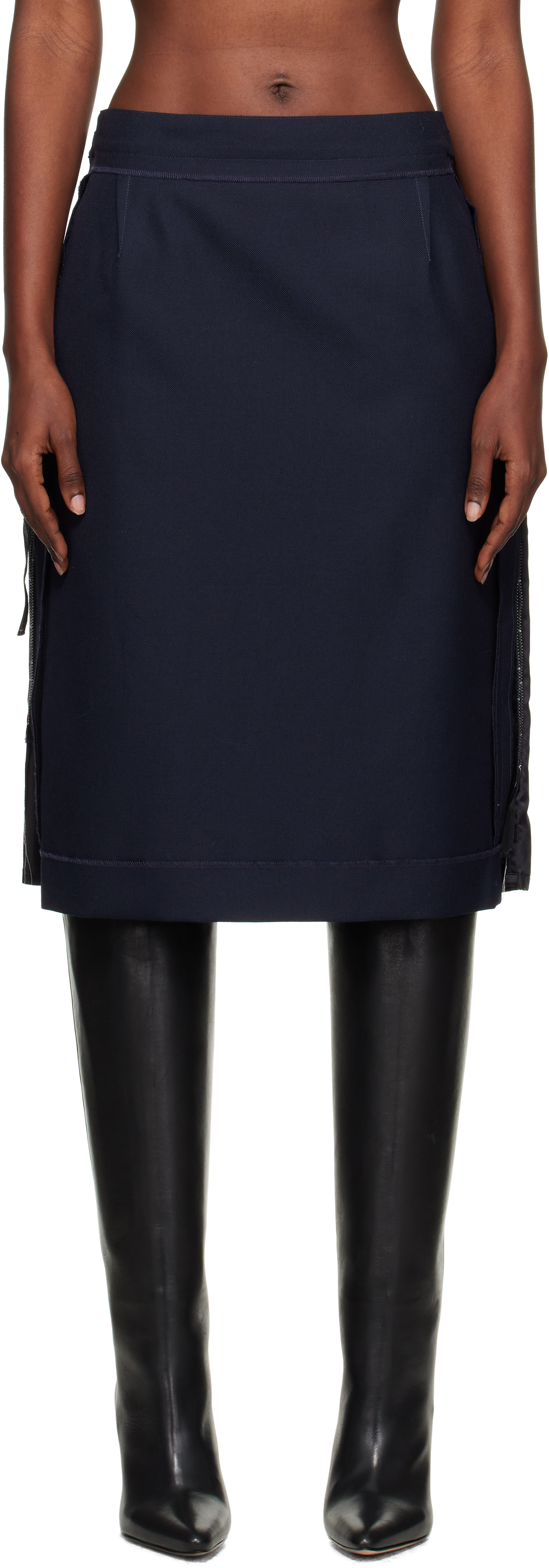 Navy Reverse Midi Skirt