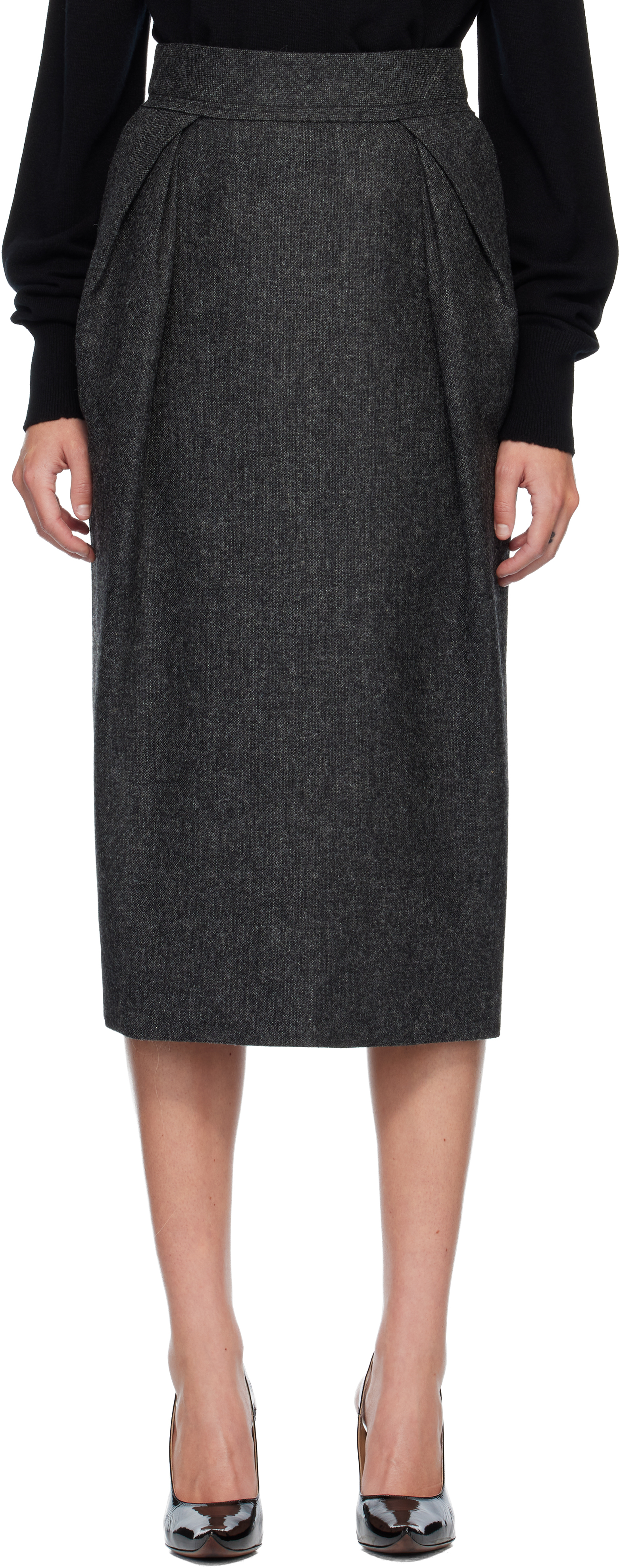 Maison Margiela Gray Wool Midi Skirt