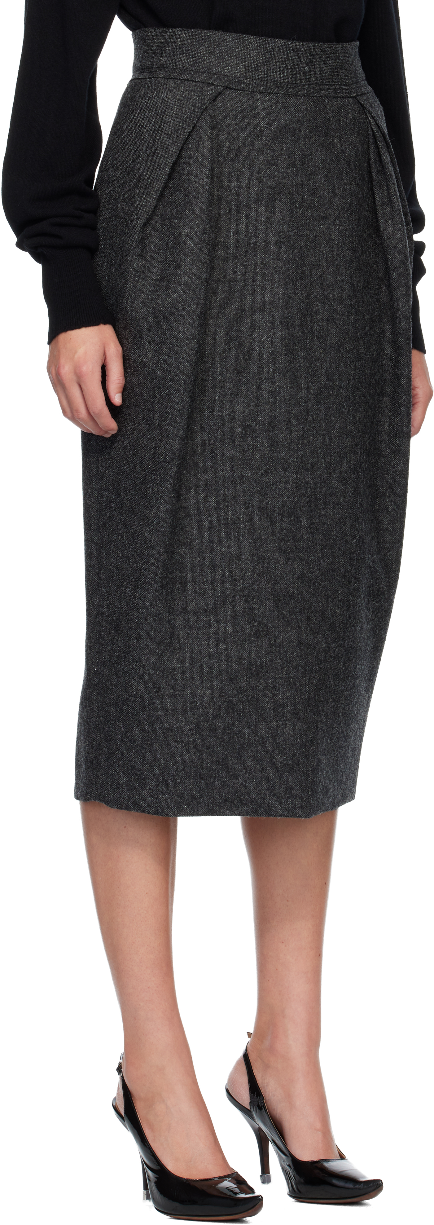 Maison Margiela Gray Wool Midi Skirt