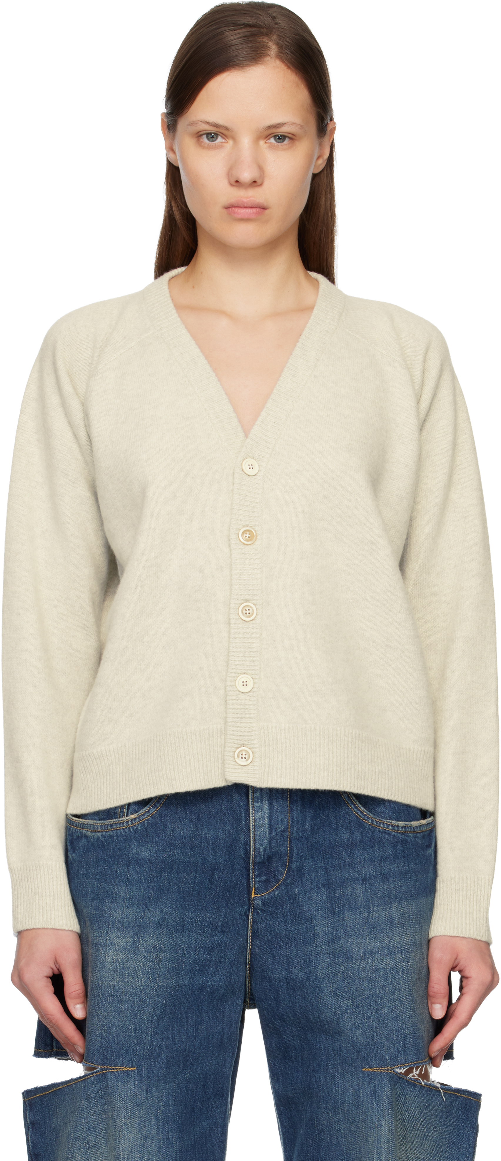Maison Margiela Gray Wool Cardigan In Neutral