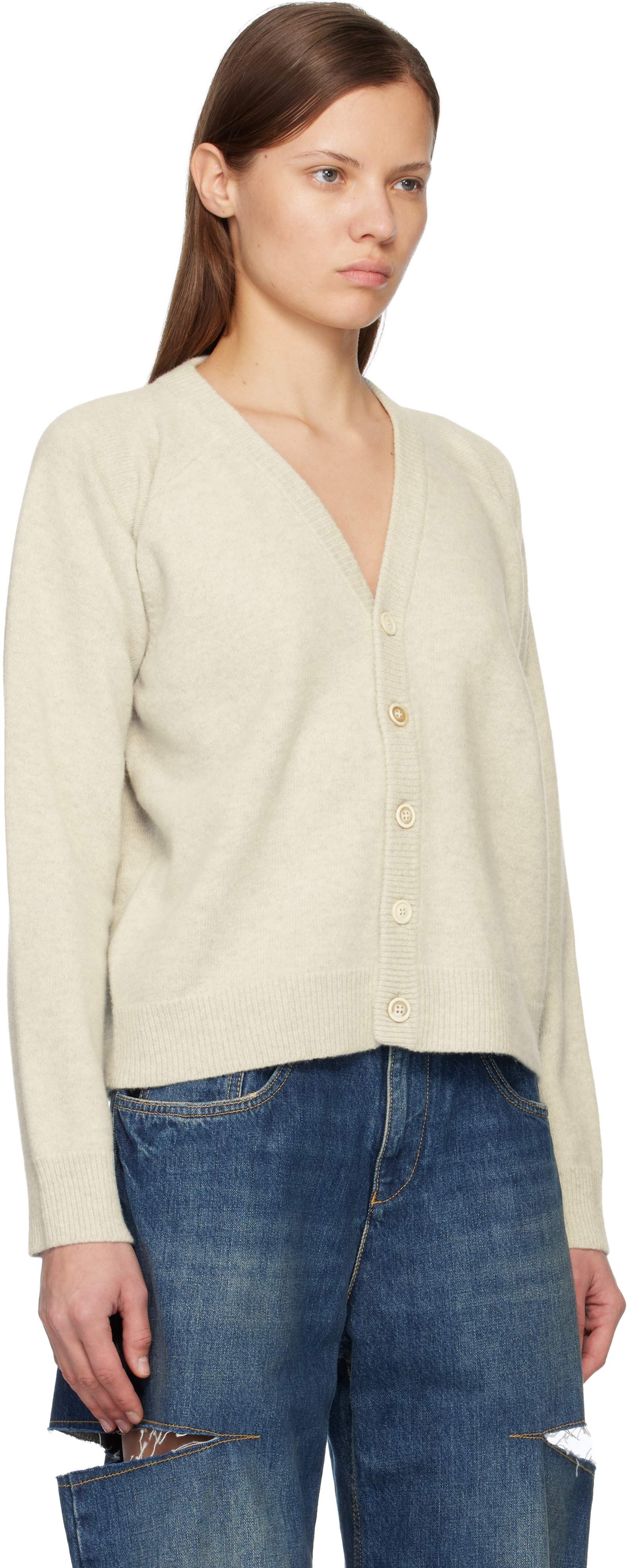 Maison Margiela Gray Wool Cardigan In Neutral