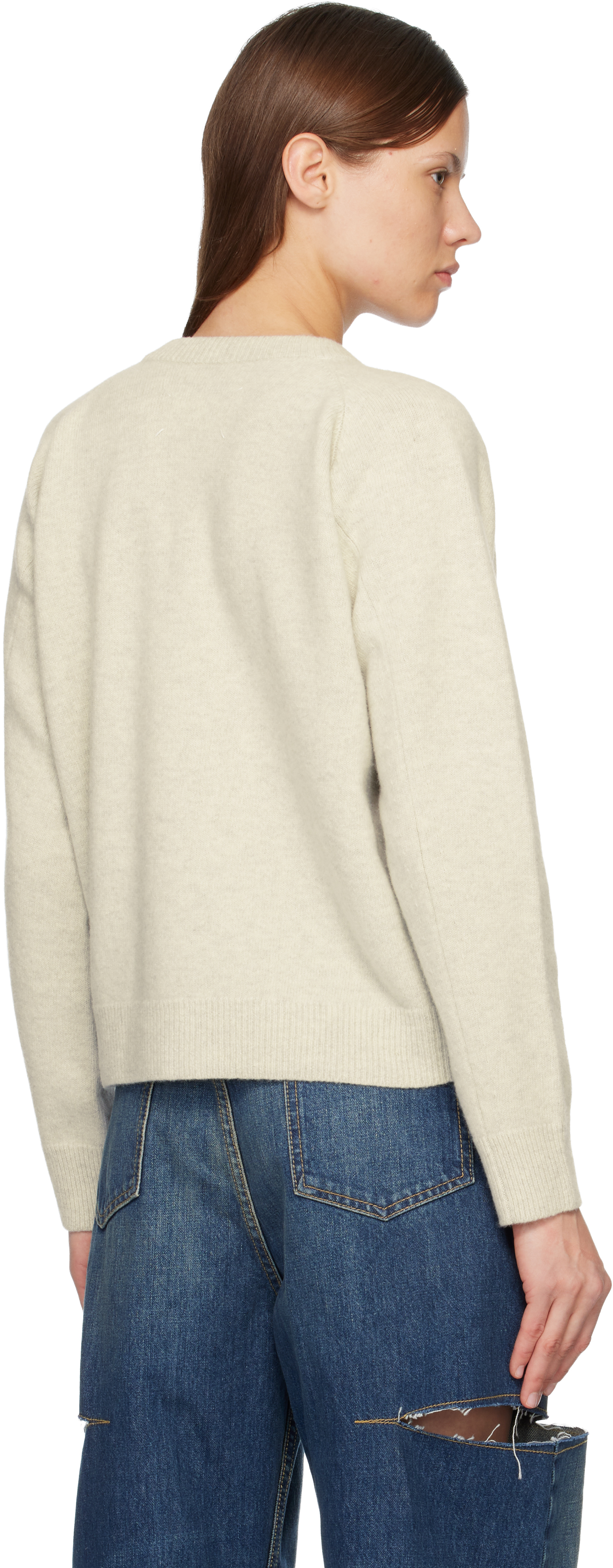 Maison Margiela Gray Wool Cardigan In Neutral