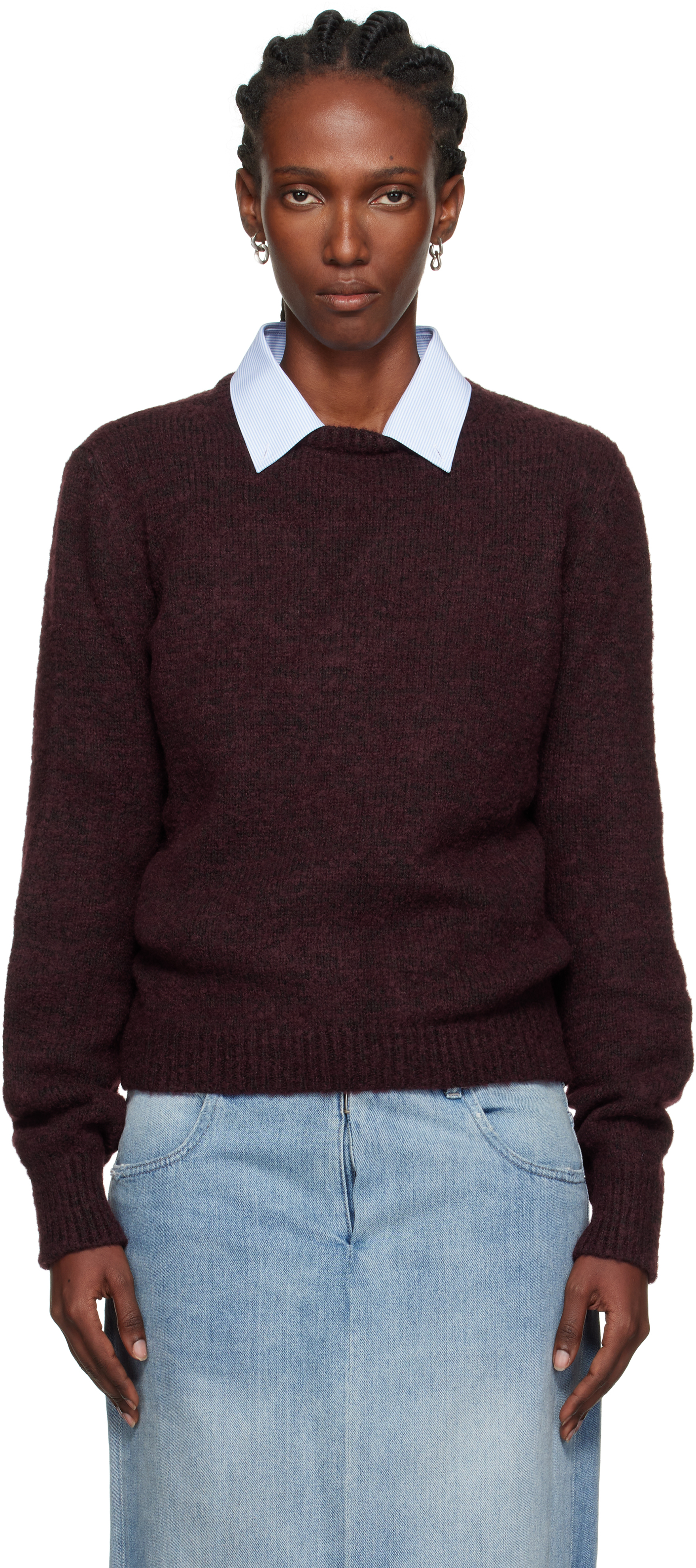 Maison Margiela Virgin Wool Crew-neck Sweater In Brown
