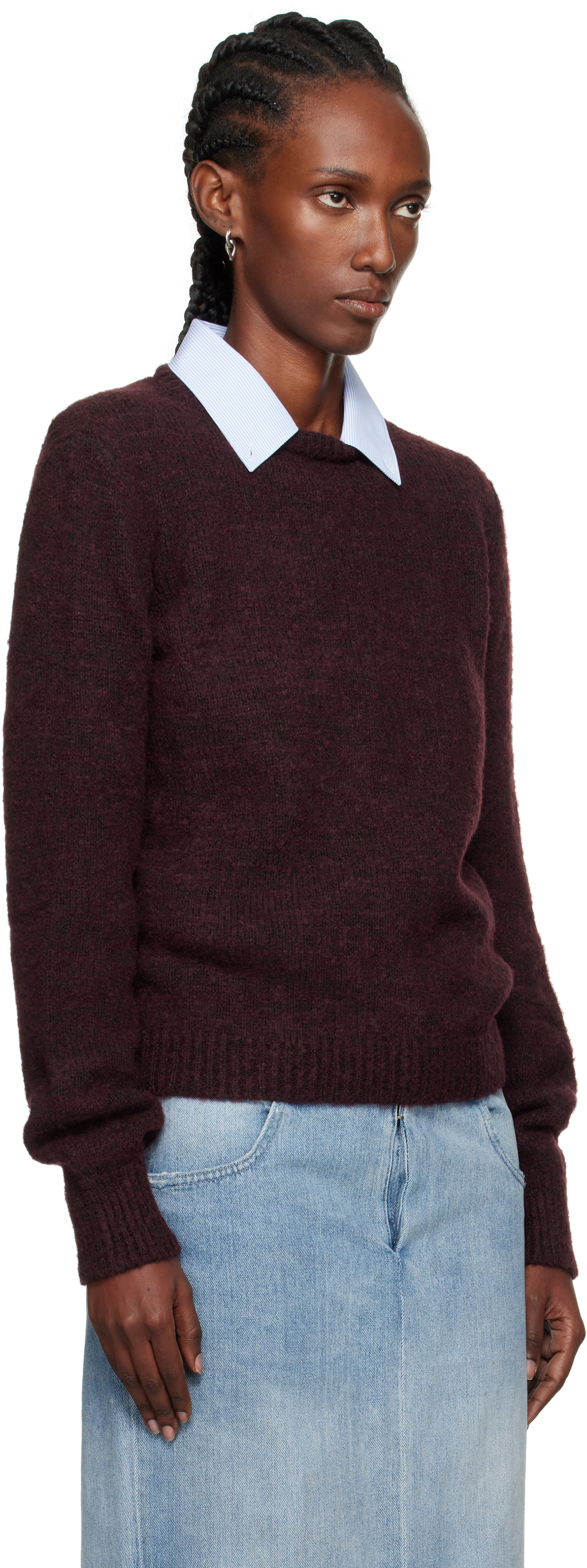 Maison Margiela Virgin Wool Crew-neck Sweater In Brown