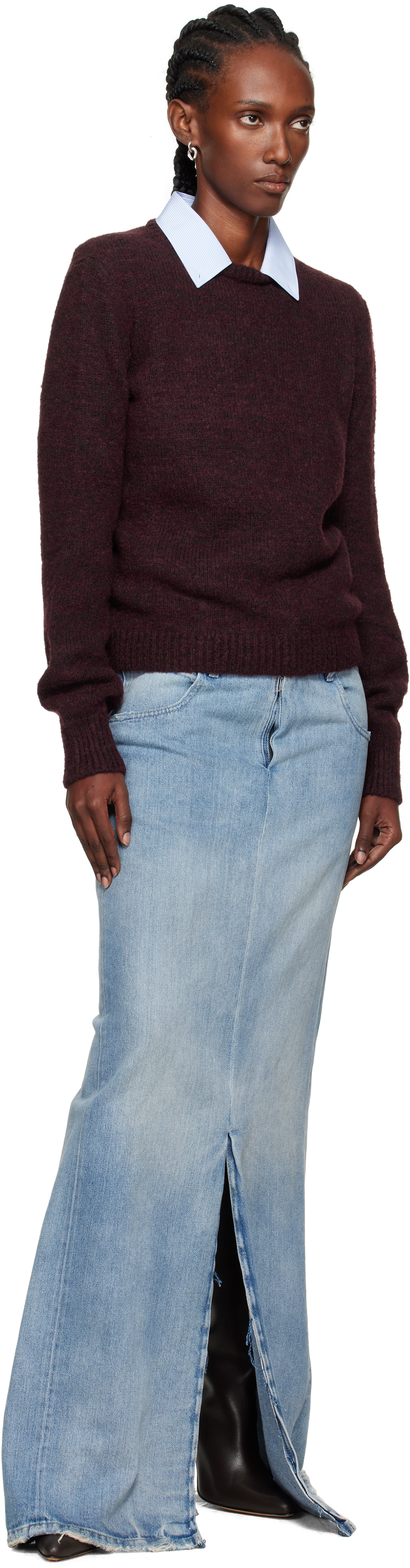 Maison Margiela Virgin Wool Crew-neck Sweater In Brown