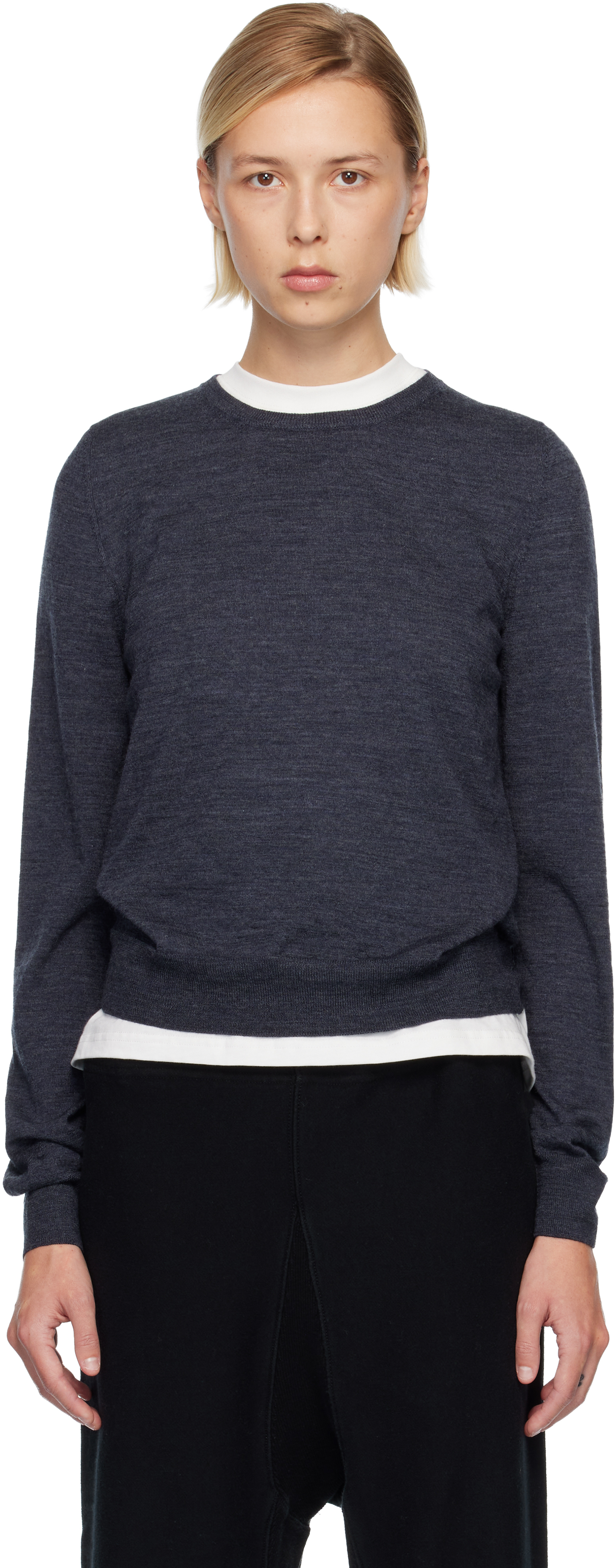 Maison Margiela Blue Wool Sweater In Gray