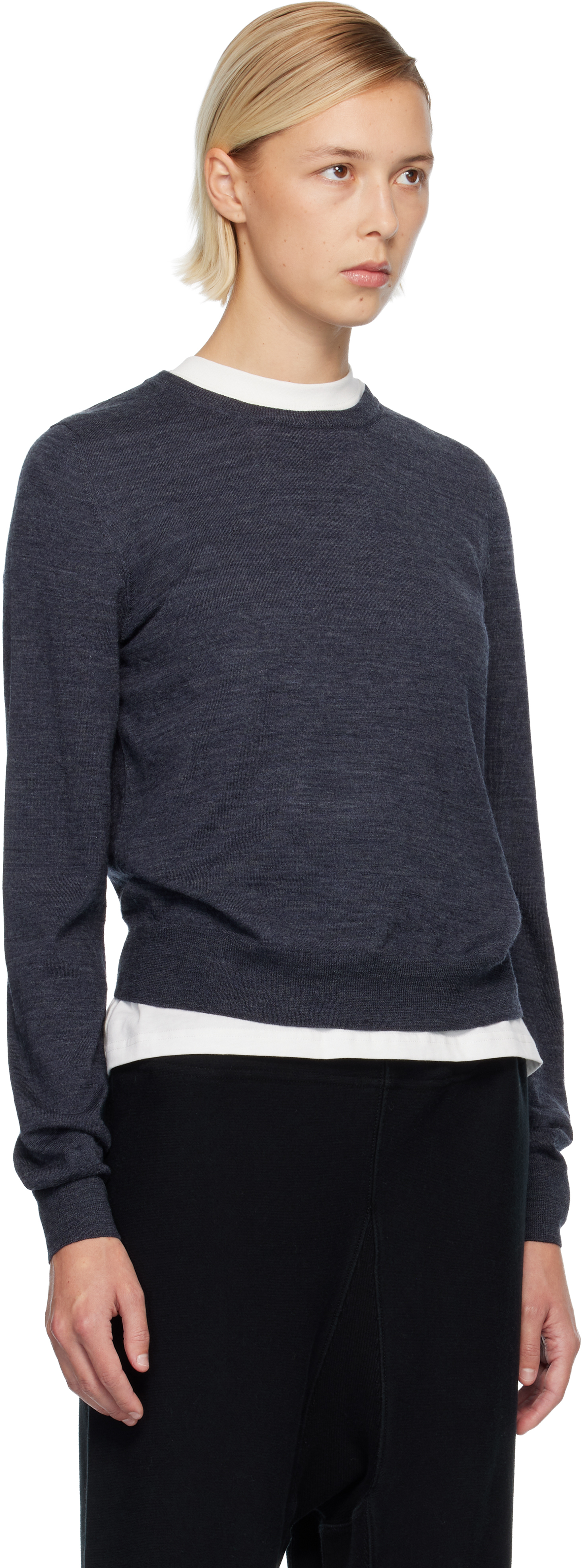 Maison Margiela Blue Wool Sweater In Gray