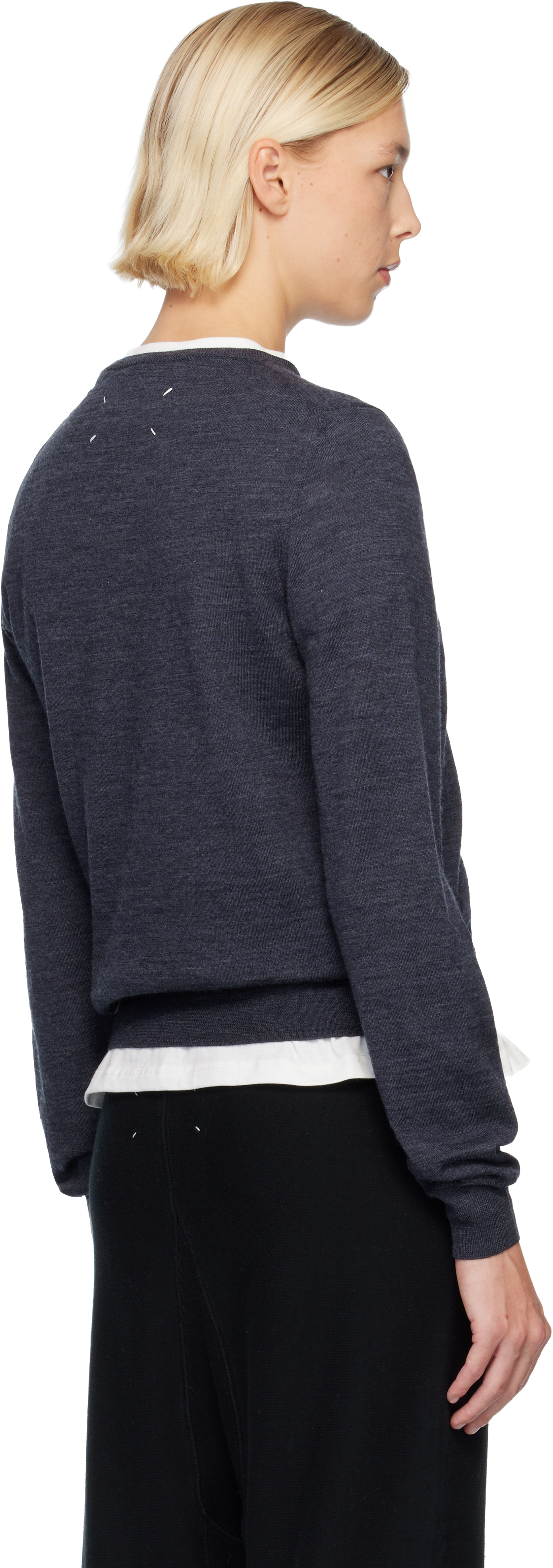 Maison Margiela Blue Wool Sweater In Gray