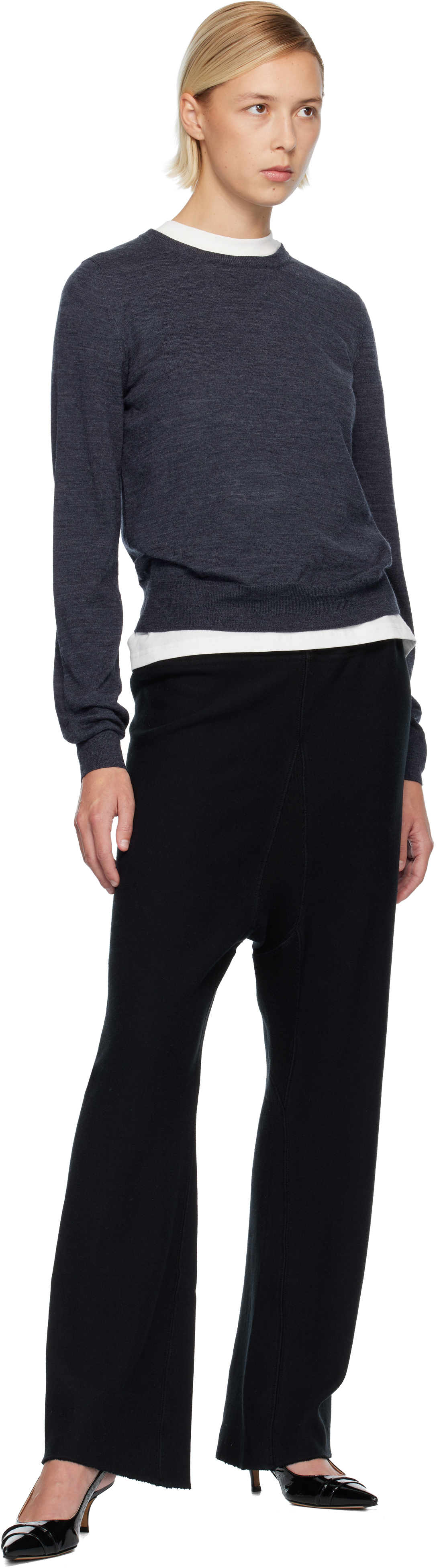 Maison Margiela Blue Wool Sweater In Gray