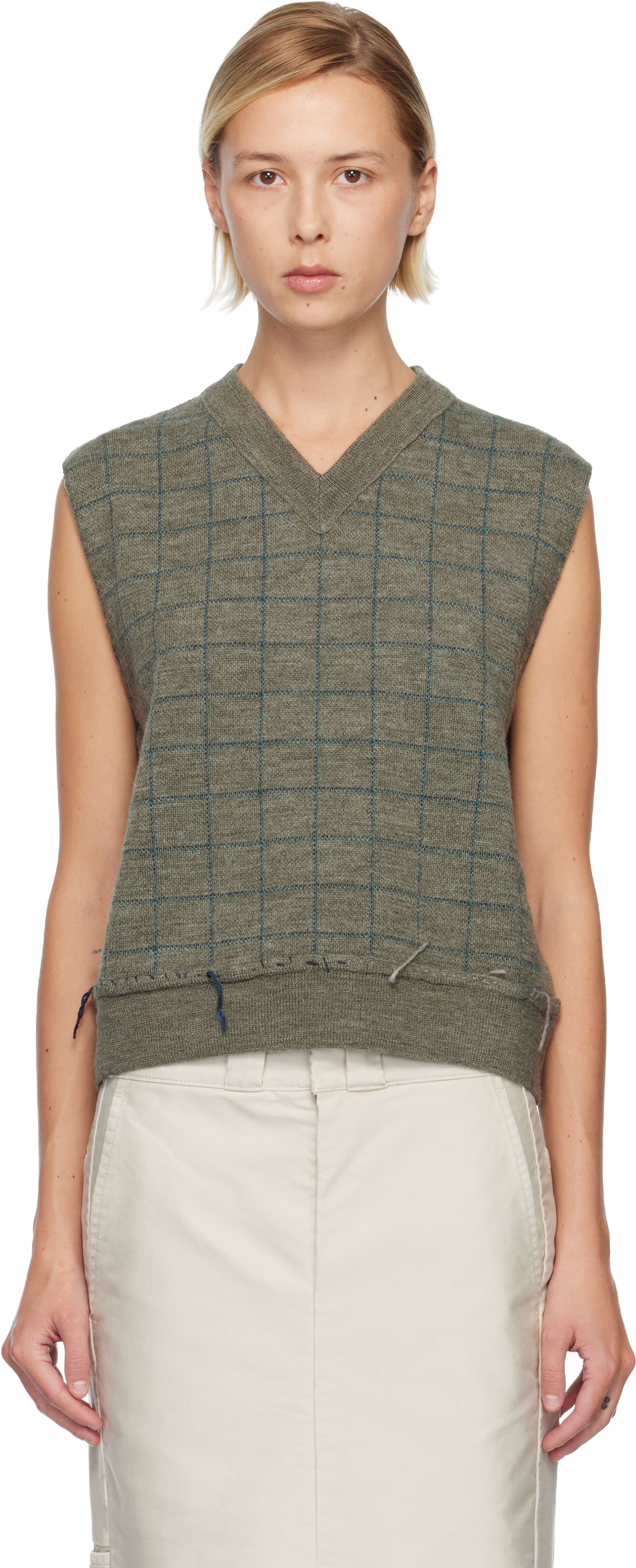 Maison Margiela Green Knit Vest In Green