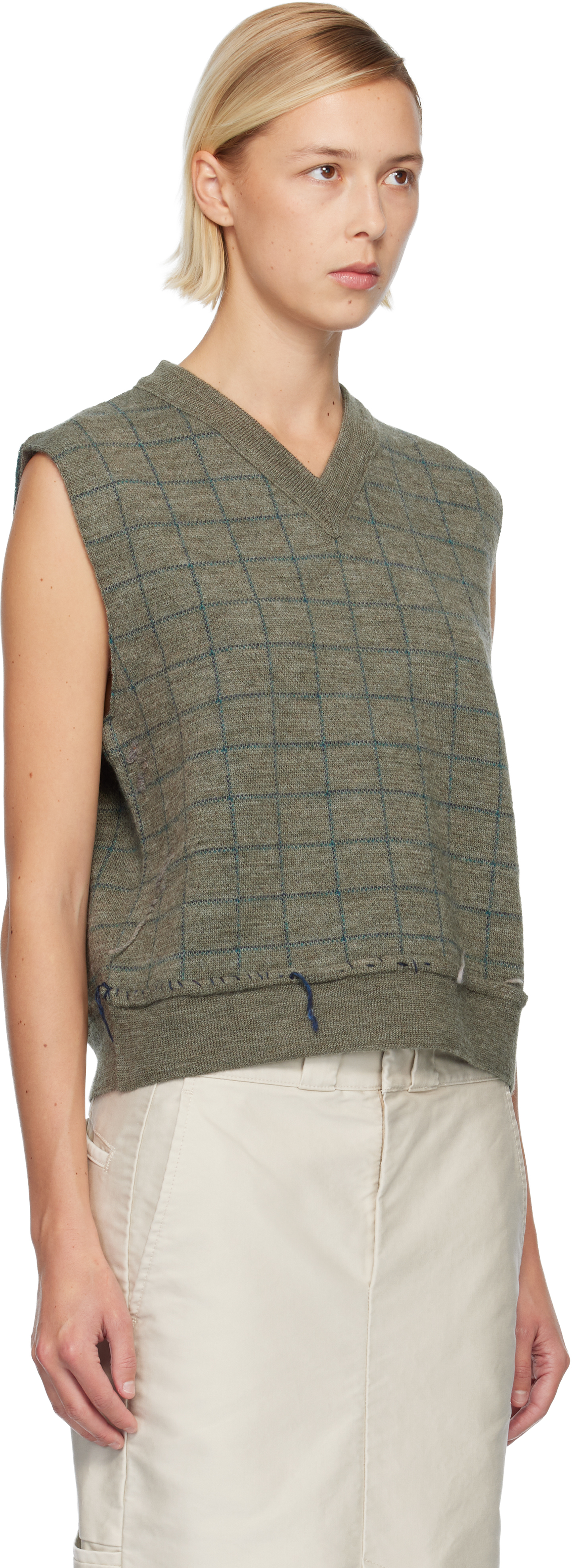 Maison Margiela Green Knit Vest In Green