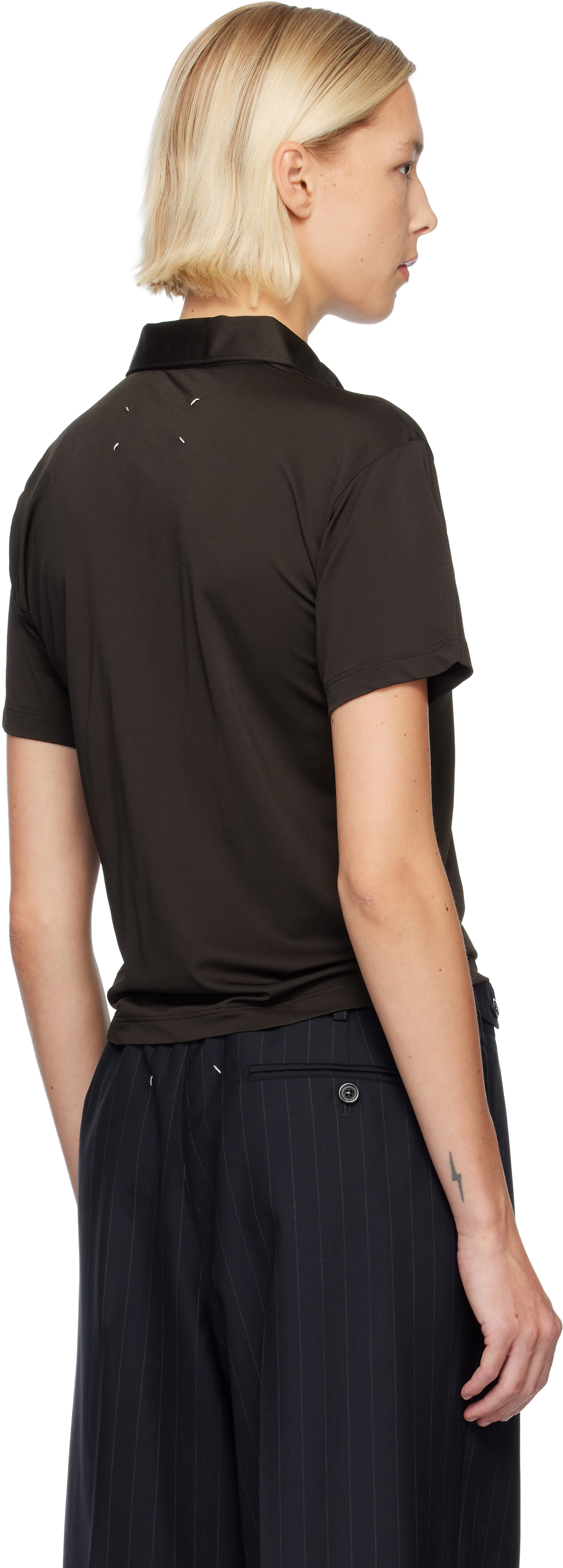 Maison Margiela Black Piqué Polo In Black