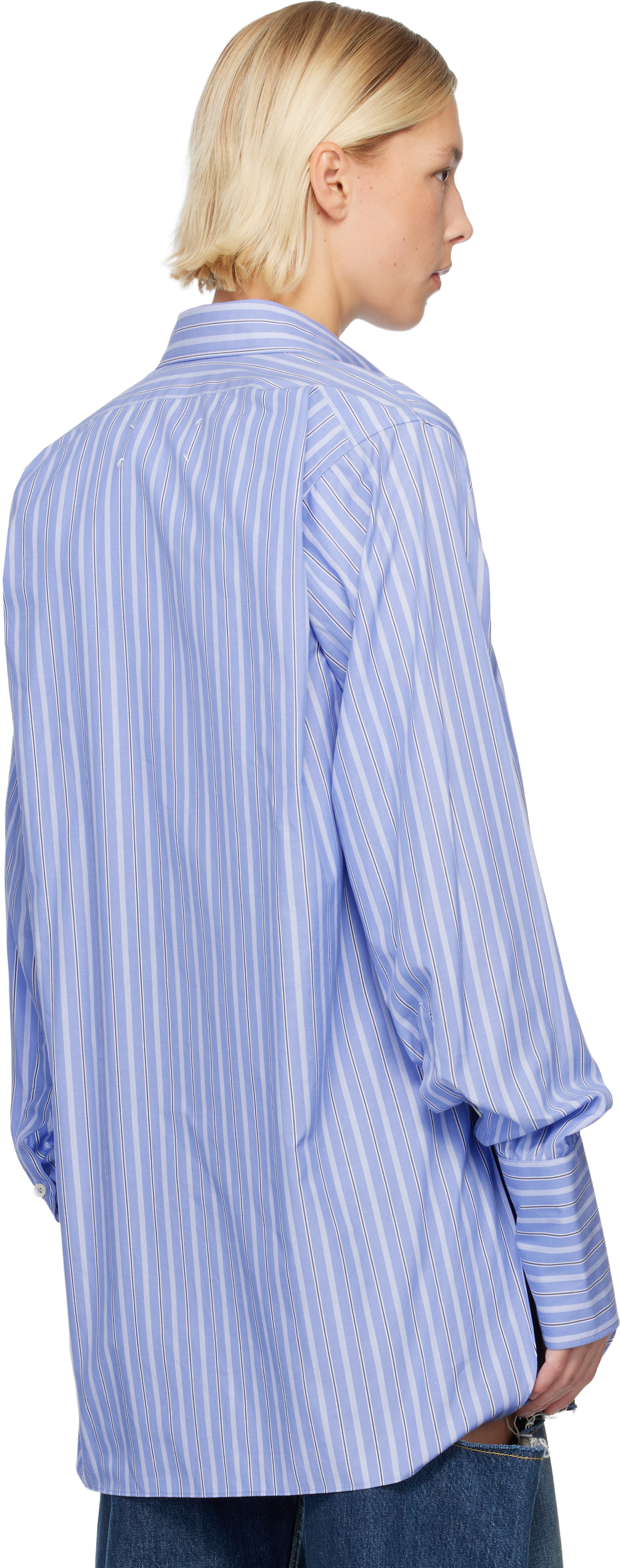 Maison Margiela Blue Cotton Shirt In Blue