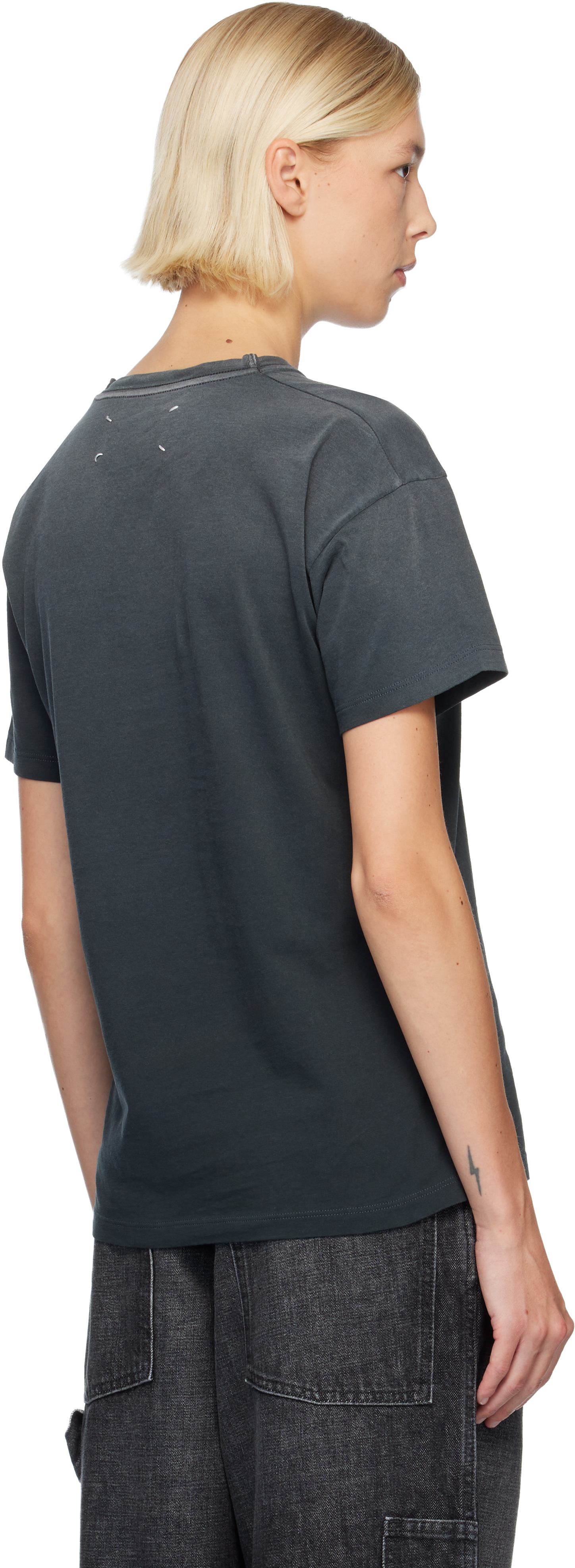 Maison Margiela Elevated Black T-shirt With Distressed Detailing And Signature Logo
