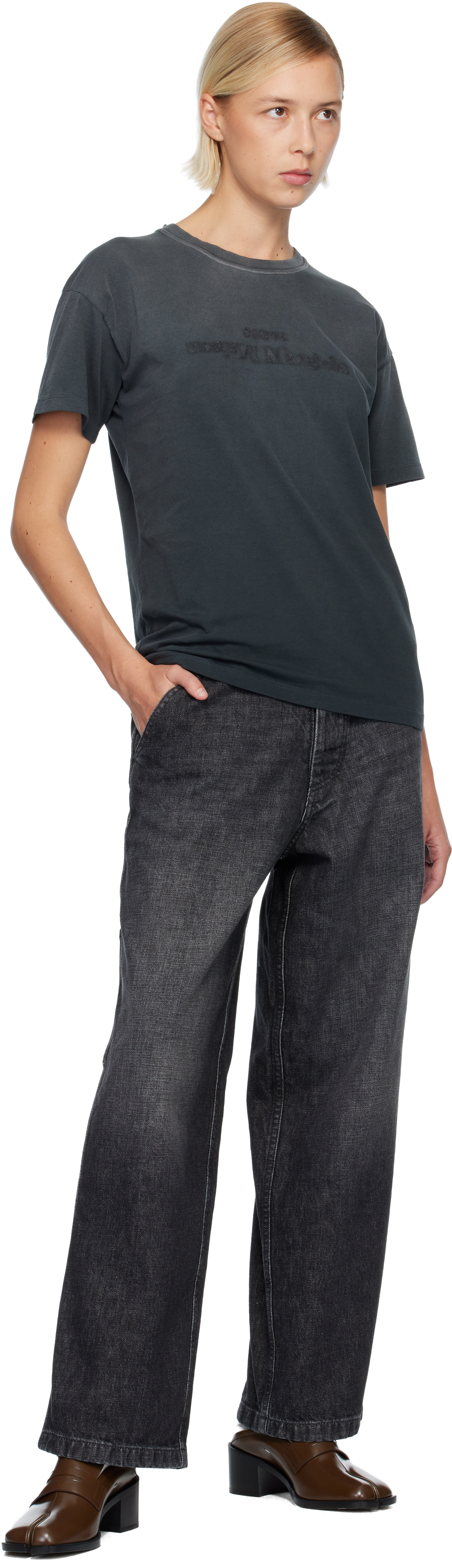 Maison Margiela Elevated Black T-shirt With Distressed Detailing And Signature Logo