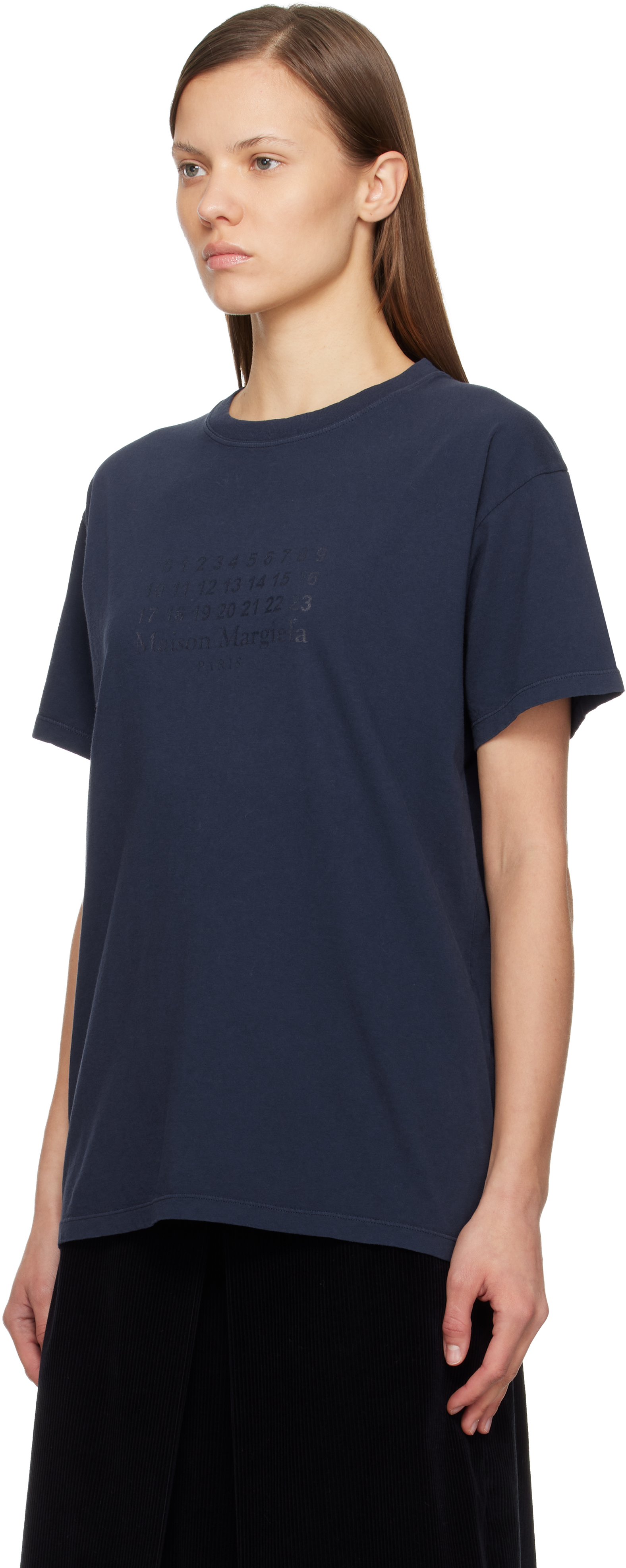 Maison Margiela Navy Cotton Jersey T-shirt In Blue