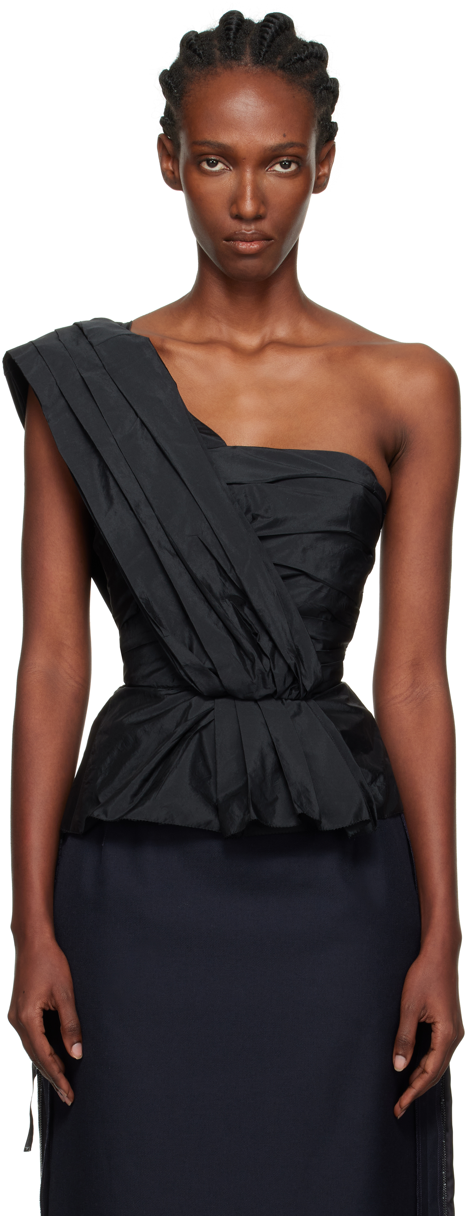Maison Margiela Asymmetric Draped Top Woman Black In Black