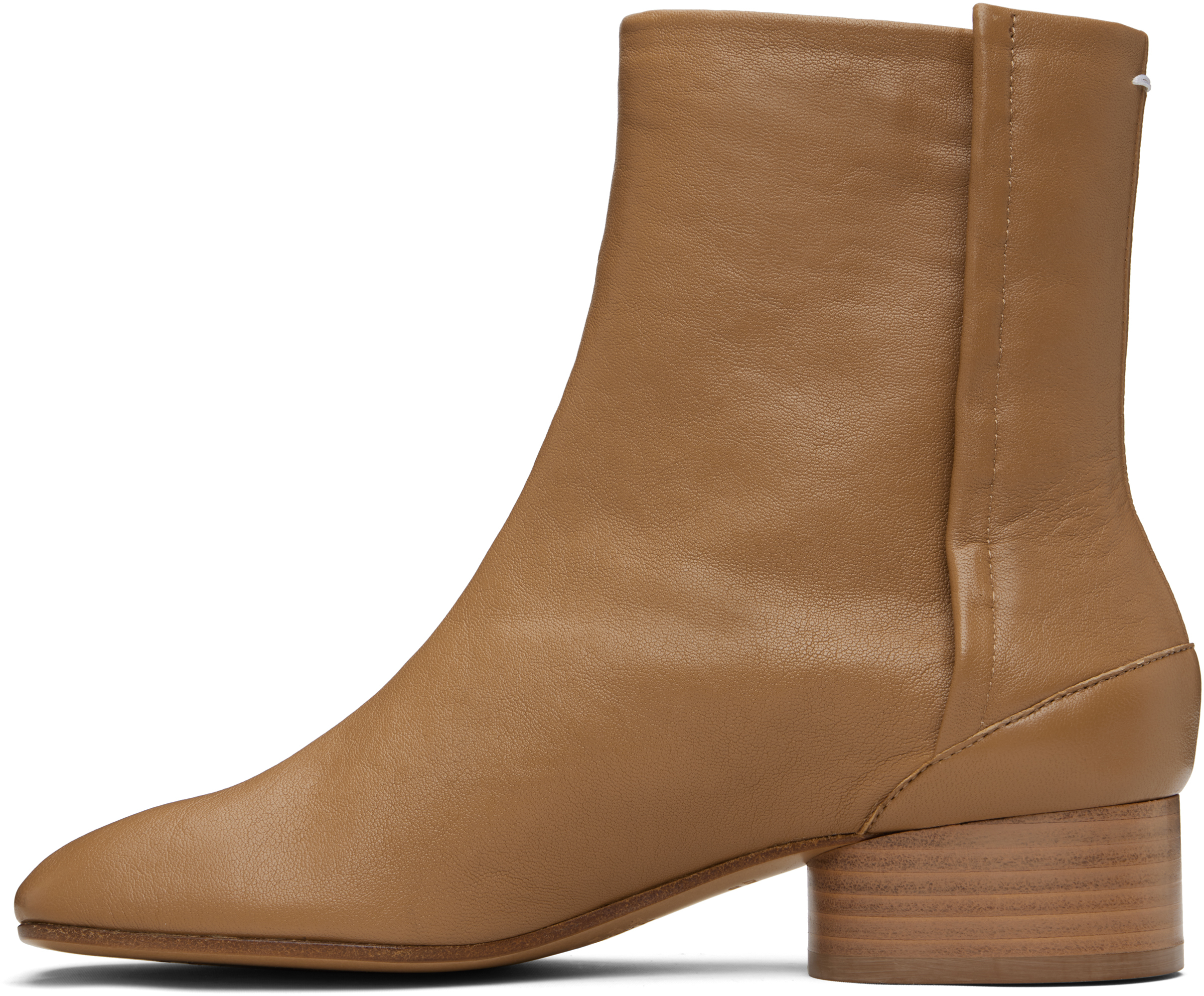 Maison Margiela Tan Tabi Ankle Boots In Brown