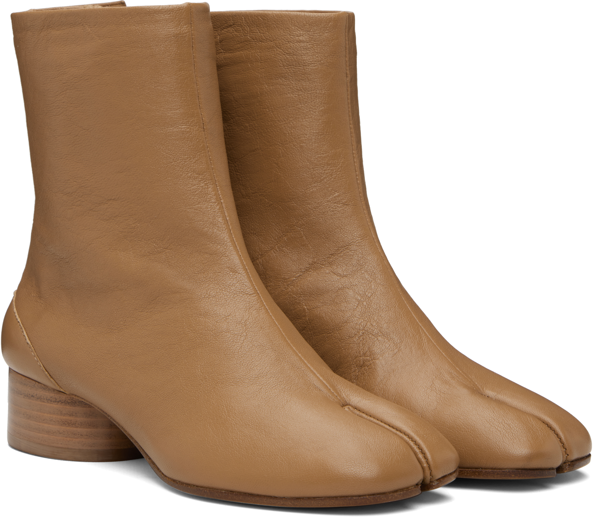 Maison Margiela Tan Tabi Ankle Boots In Brown