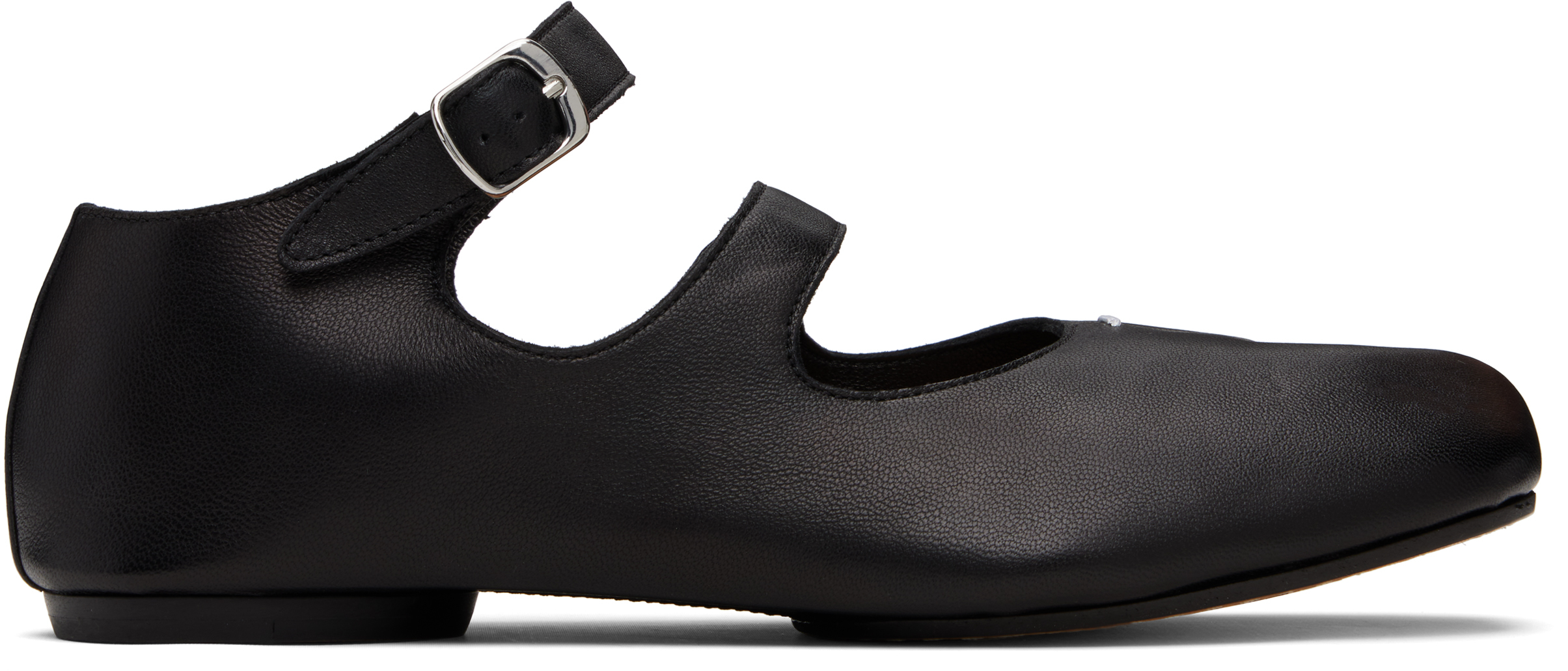Maison Margiela Tabi Leather Ballerina Shoes In Black